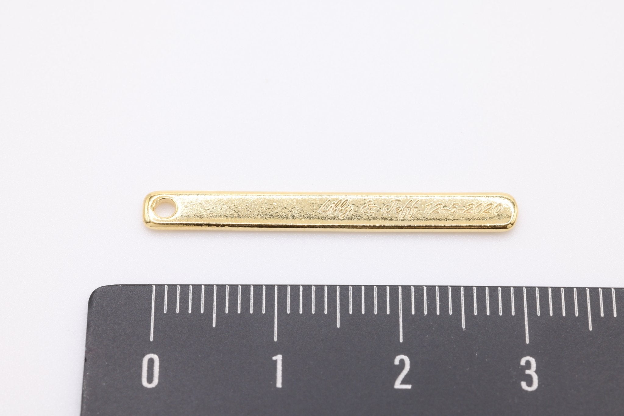 Engraved Bar Charm, 925 Sterling Silver, Gold-Plated, Charm for Jewelry Making - HarperCrown