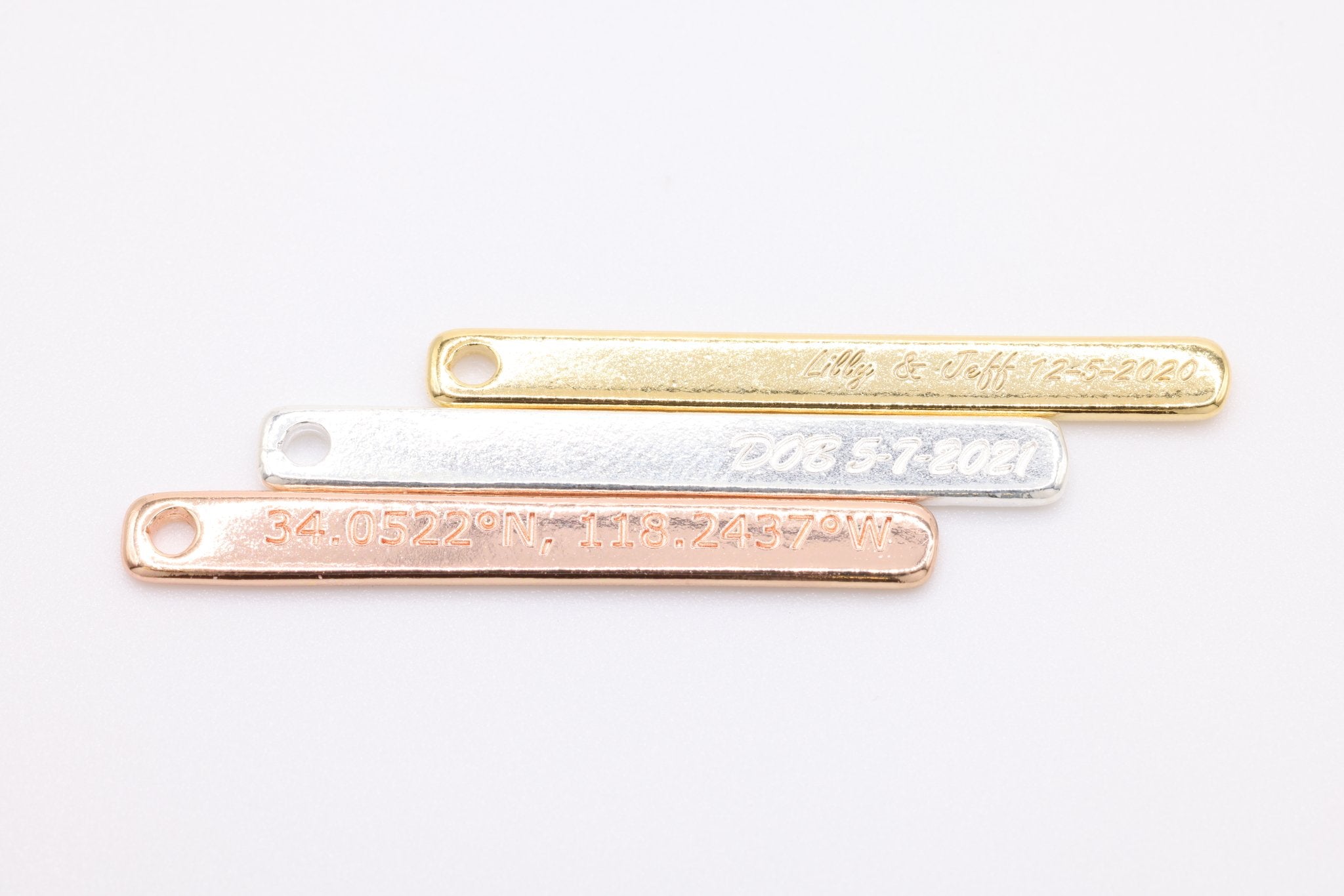 Engraved Bar Charm, 925 Sterling Silver, Gold-Plated, Charm for Jewelry Making - HarperCrown