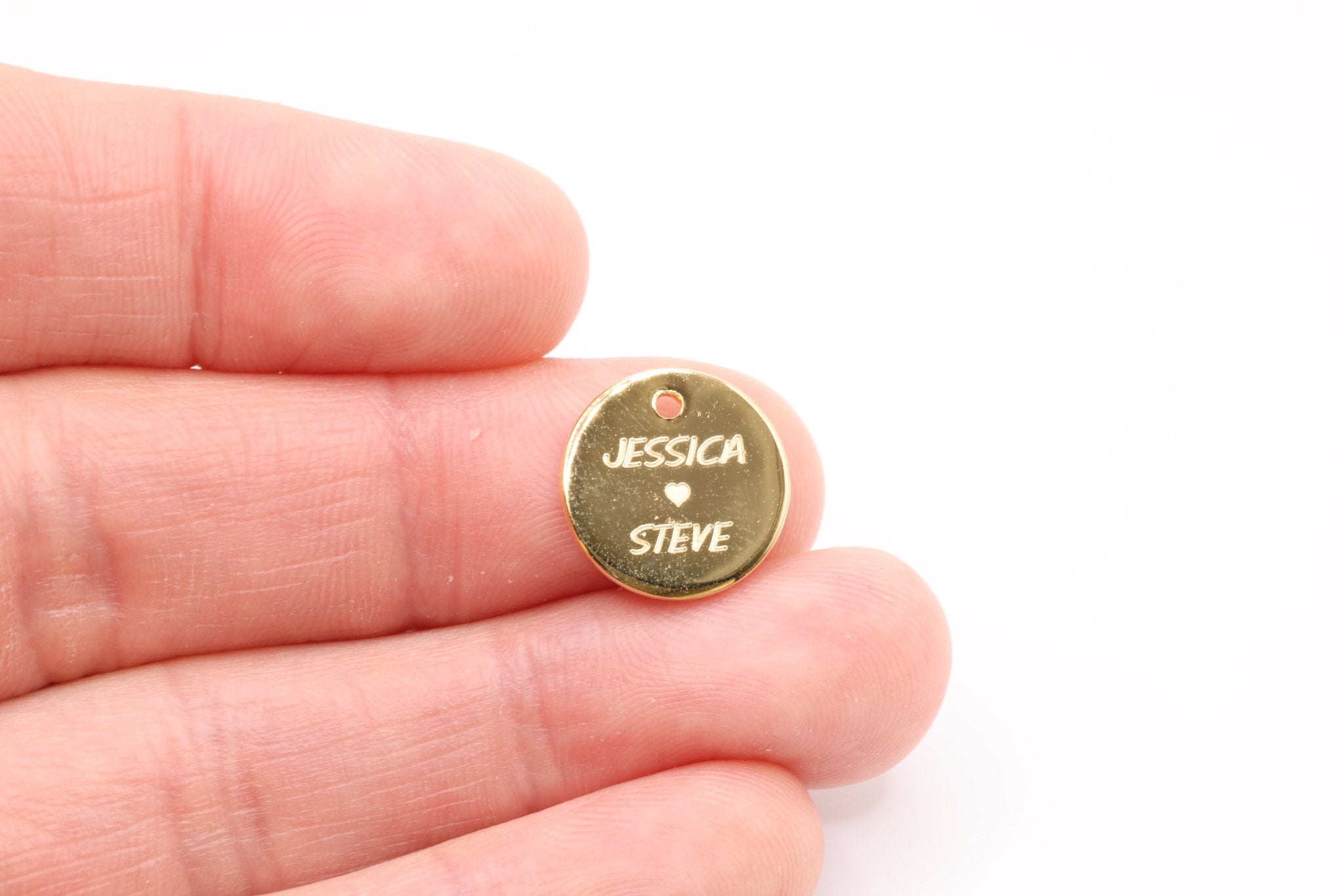 Engraved Circle Charm, 925 Sterling Silver, Gold-Plated, Charm for Jewelry Making - HarperCrown