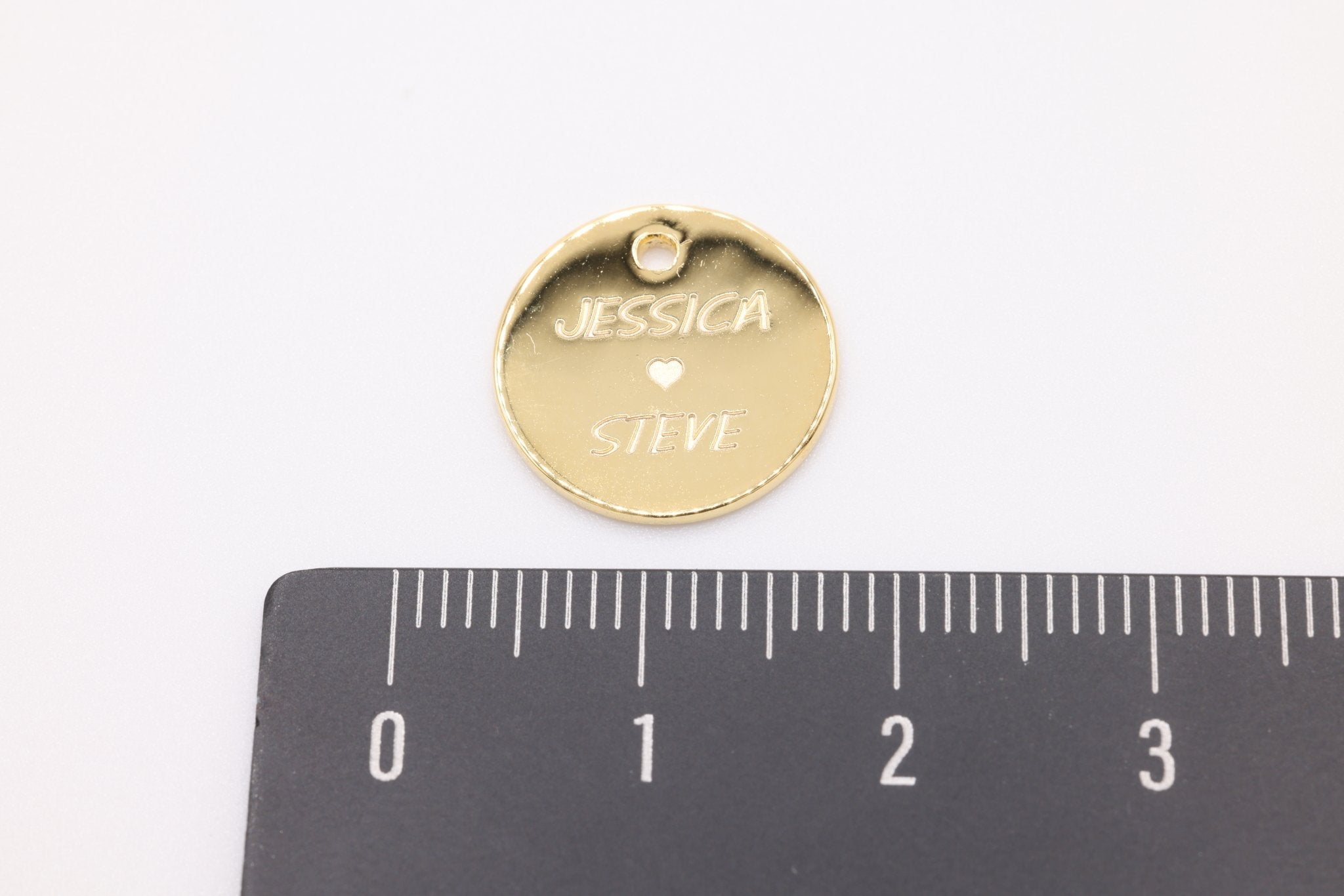 Engraved Circle Charm, 925 Sterling Silver, Gold-Plated, Charm for Jewelry Making - HarperCrown