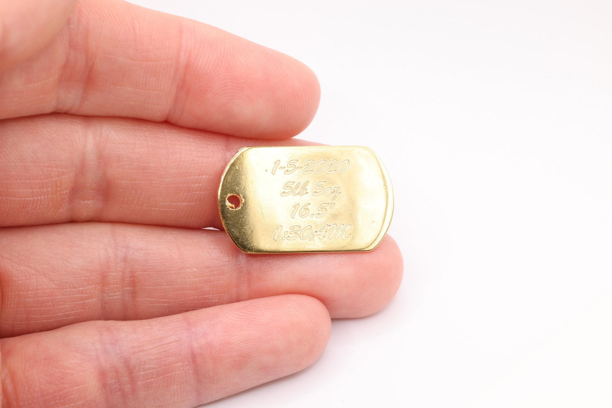 Engraved Dog Tag Charm, 925 Sterling Silver, Gold-Plated, Charm for Jewelry Making - HarperCrown