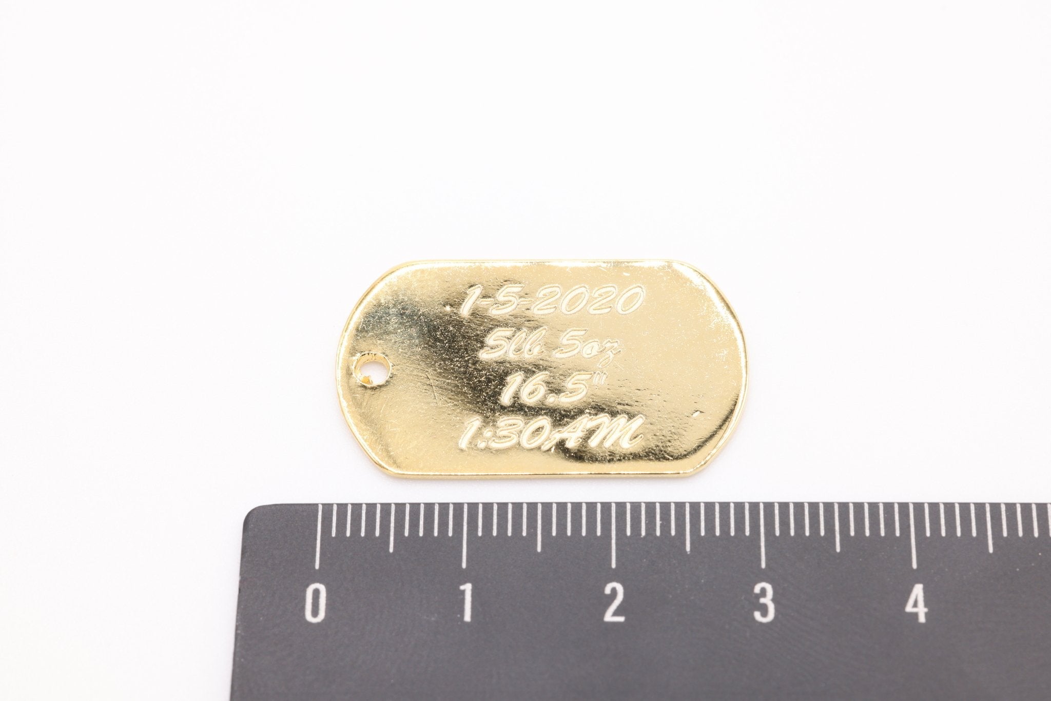 Engraved Dog Tag Charm, 925 Sterling Silver, Gold-Plated, Charm for Jewelry Making - HarperCrown