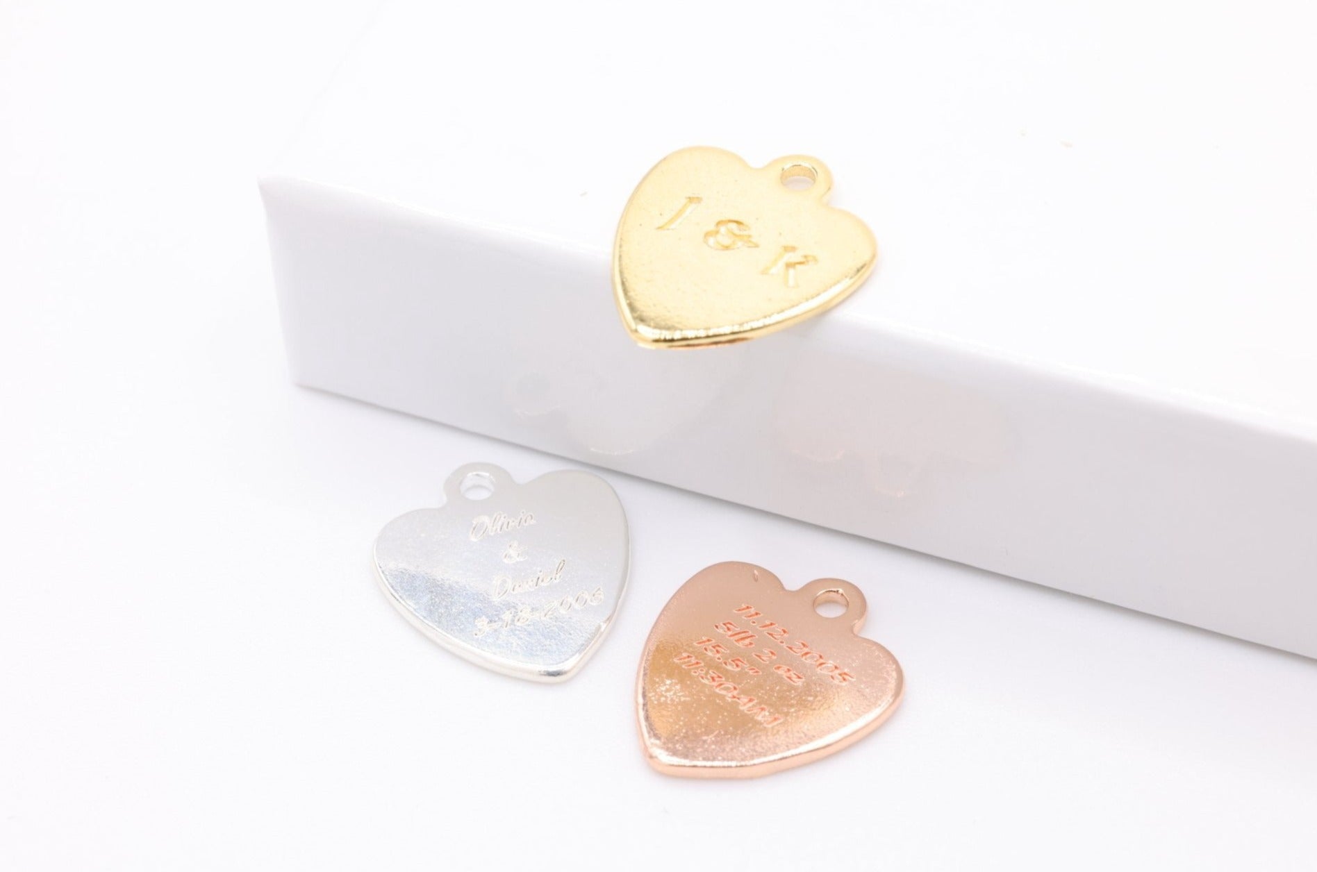 Engraved Heart Charm, 925 Sterling Silver, Gold-Plated, Charm for Jewelry Making - HarperCrown