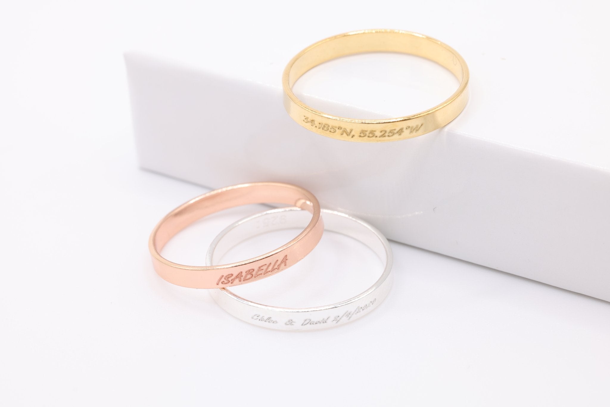 Engraved Rings, Gold Plated Sterling Silver - HarperCrown