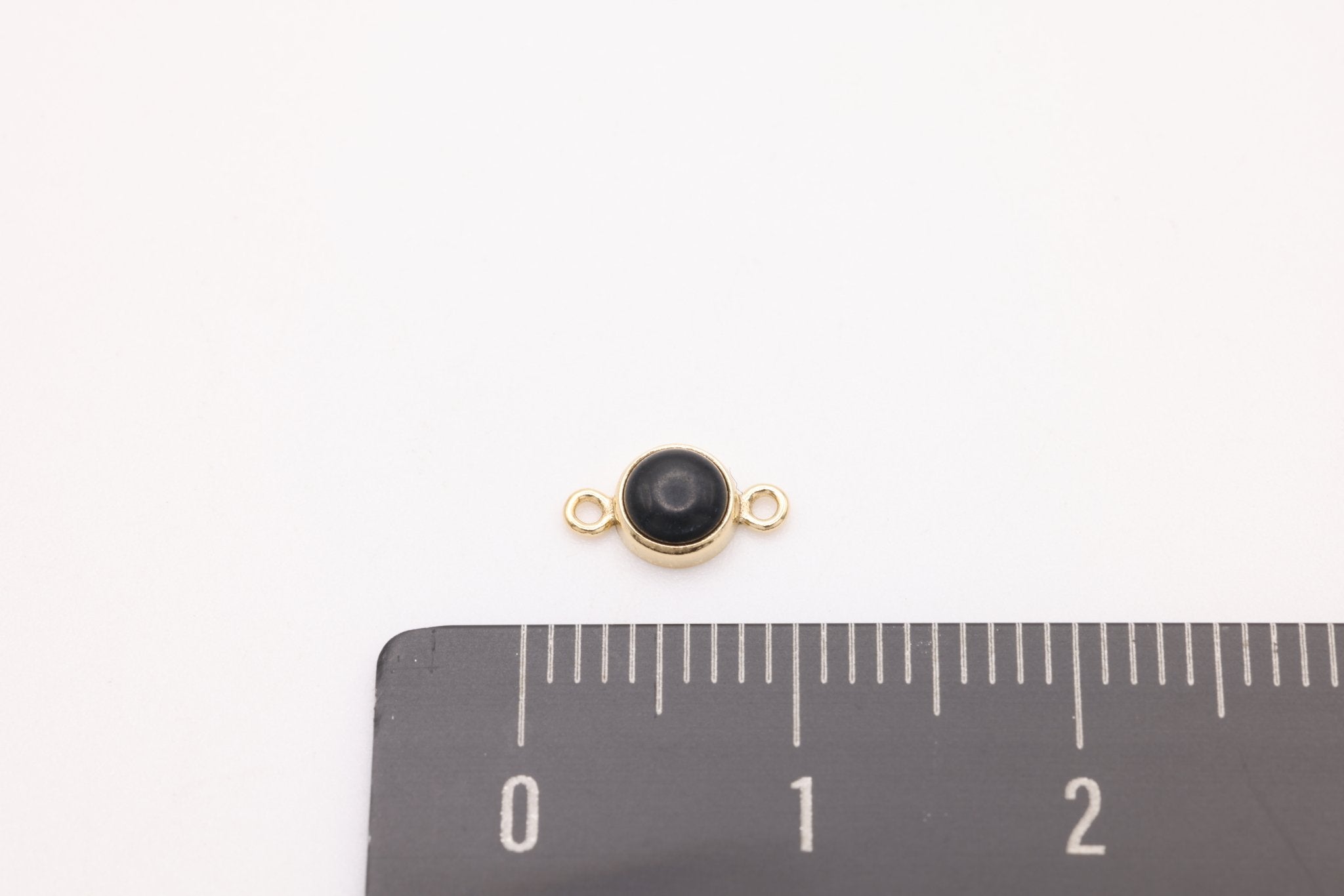 Faux Onyx Connector Charm, Gold - Filled, 8mm x 4mm, Bulk DIY Wholesale Jewelry Making Charm - HarperCrown