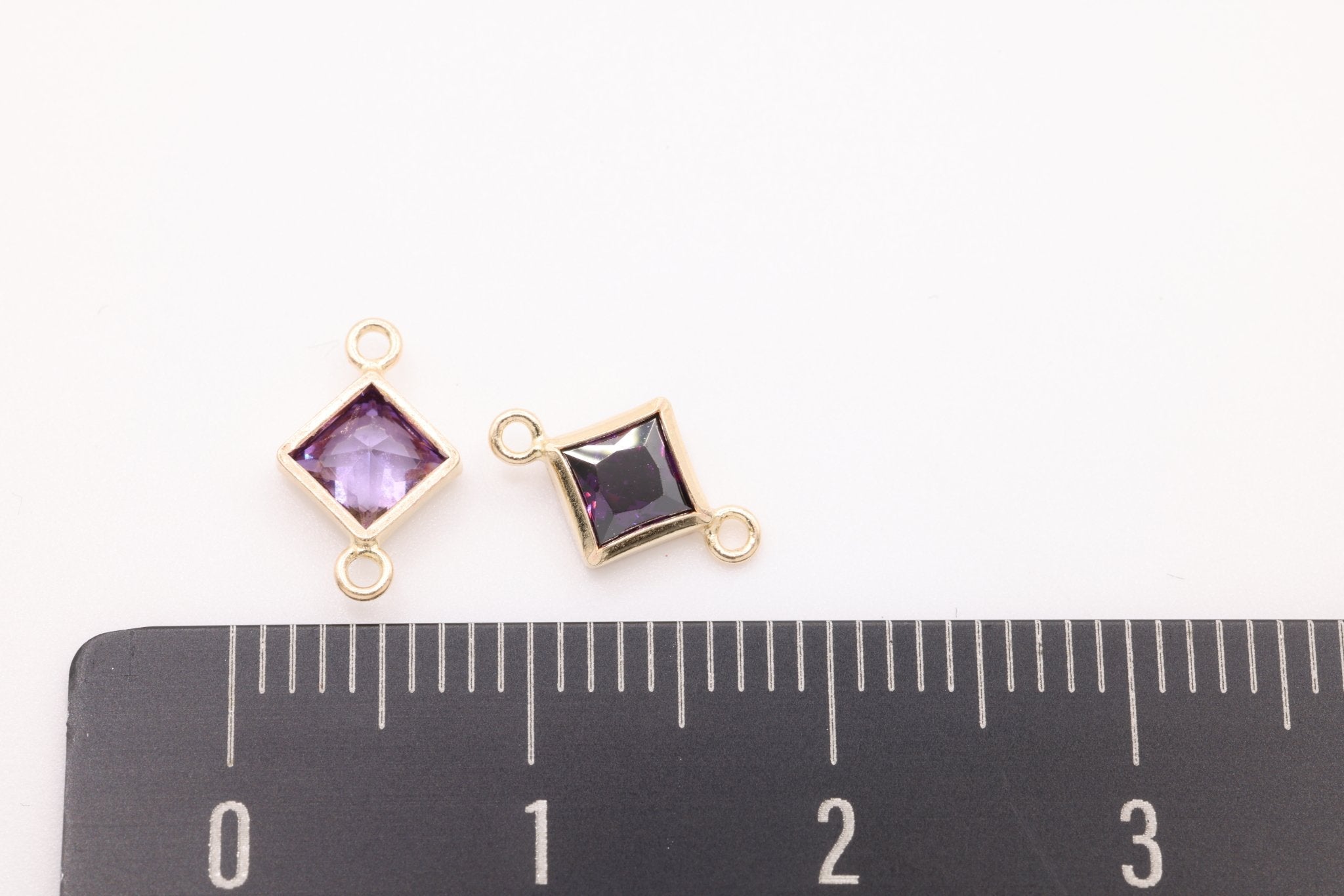 February Birthstone Amethyst CZ Connector Bezel Frame, 14/20 Gold - Filled, 4mm - HarperCrown