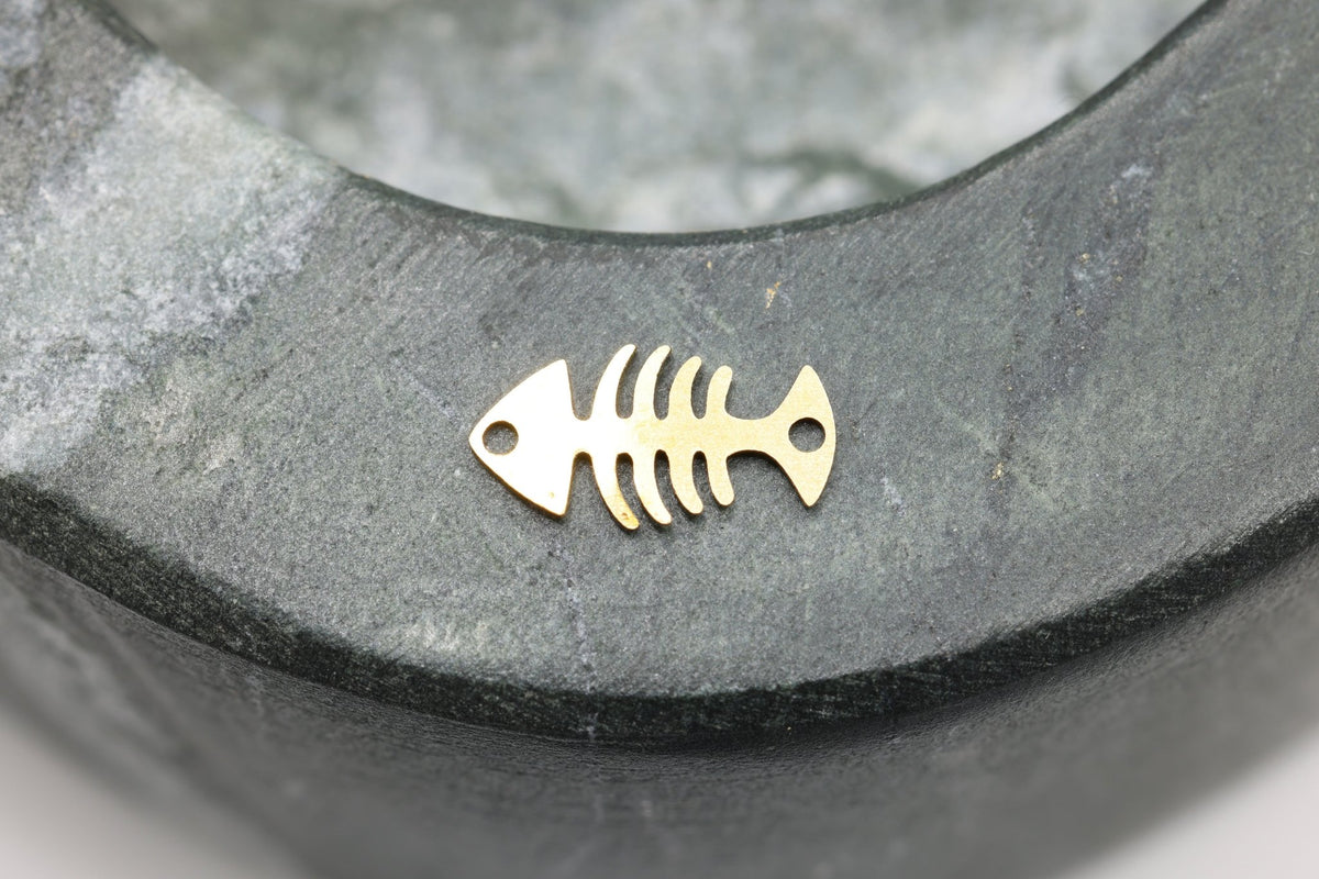 Fish Skeleton Connector Charm, 14/20 Gold-Filled, 10mm x 5mm, Wholesale, Jewelry Making Charm - HarperCrown