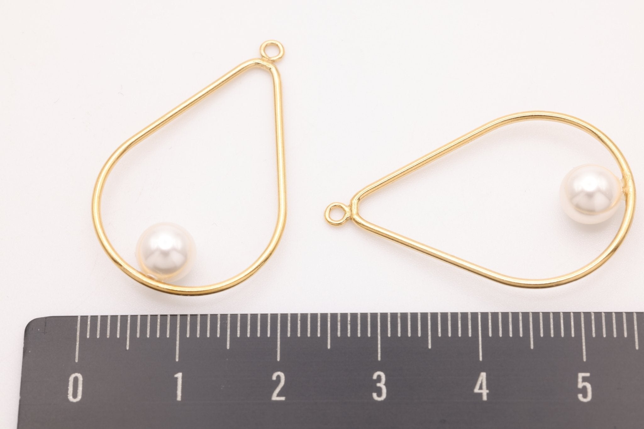 Floating Pearl Teardrop Pendant, Gold - Filled, 31mm x 19mm, Round Pearl, Bulk DIY Wholesale Jewelry Making Charm - HarperCrown