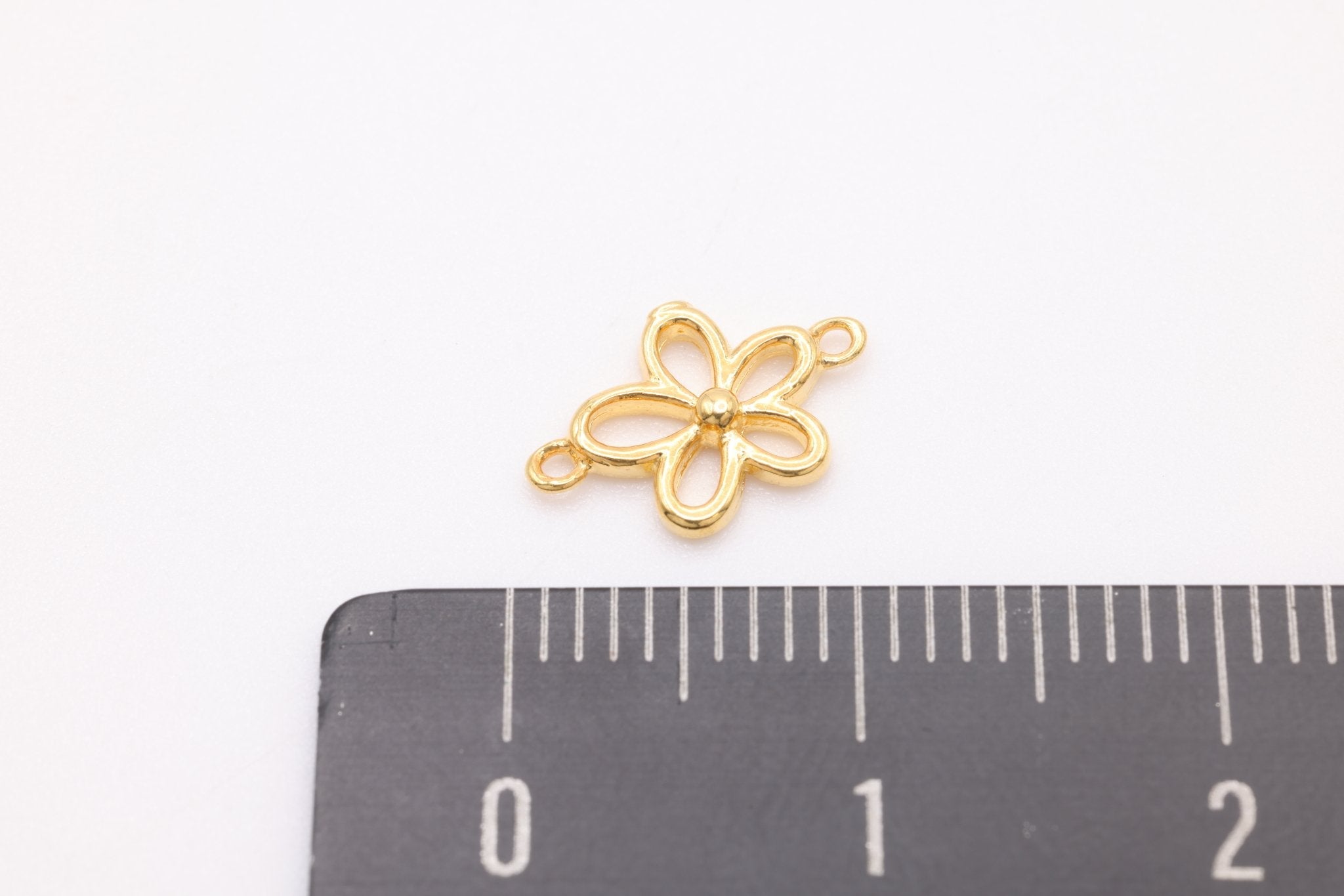 Flower Connector Charm, 18K Gold - Plated Sterling Silver, 10mm x 7mm, Daisy Flower Cutout, Wholesale Bulk DIY Jewelry Making Charms - HarperCrown