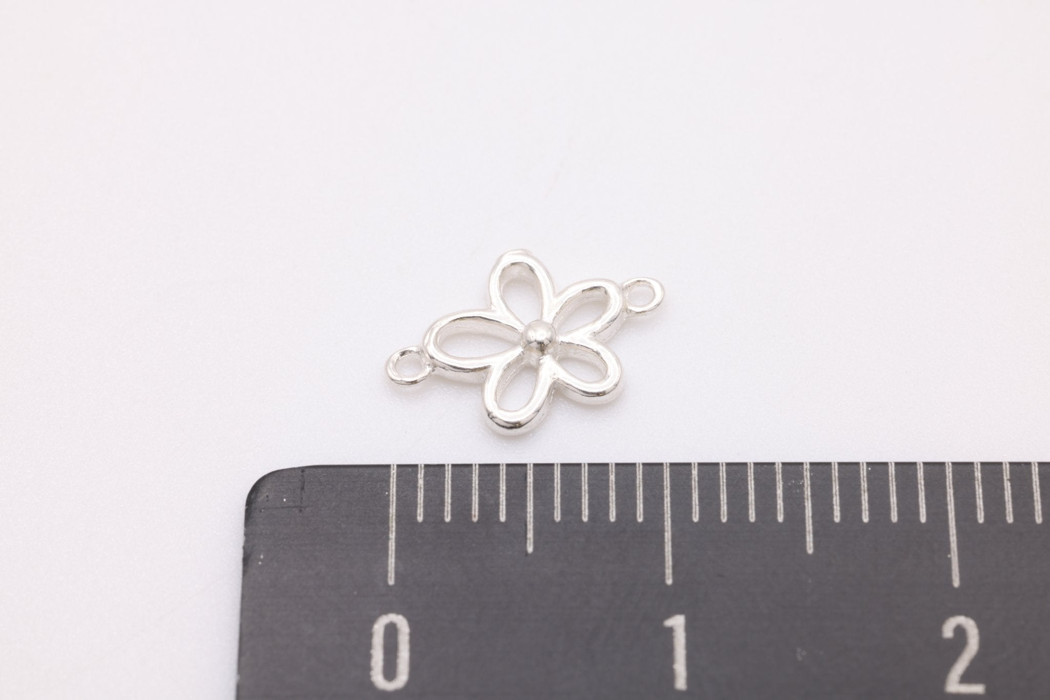 Flower Connector Charm, 925 Sterling Silver, 10mm x 7mm, Daisy Flower Cutout, Wholesale Bulk DIY Jewelry Making Charms - HarperCrown