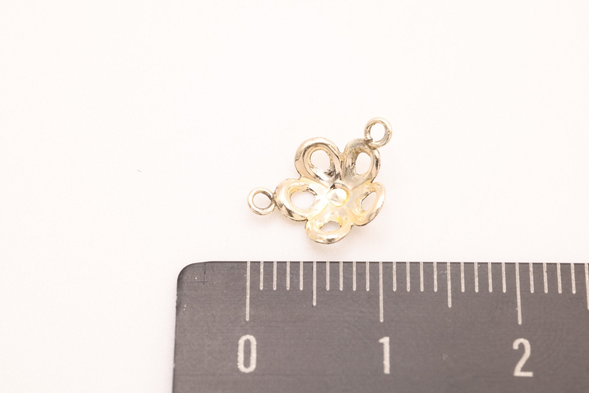 Flower Connector Charm, Gold - Filled, 13mm x 8mm, Concave Hawaiian Plumeria Flower Charm, Bulk DIY Wholesale Jewelry Making Charm - HarperCrown