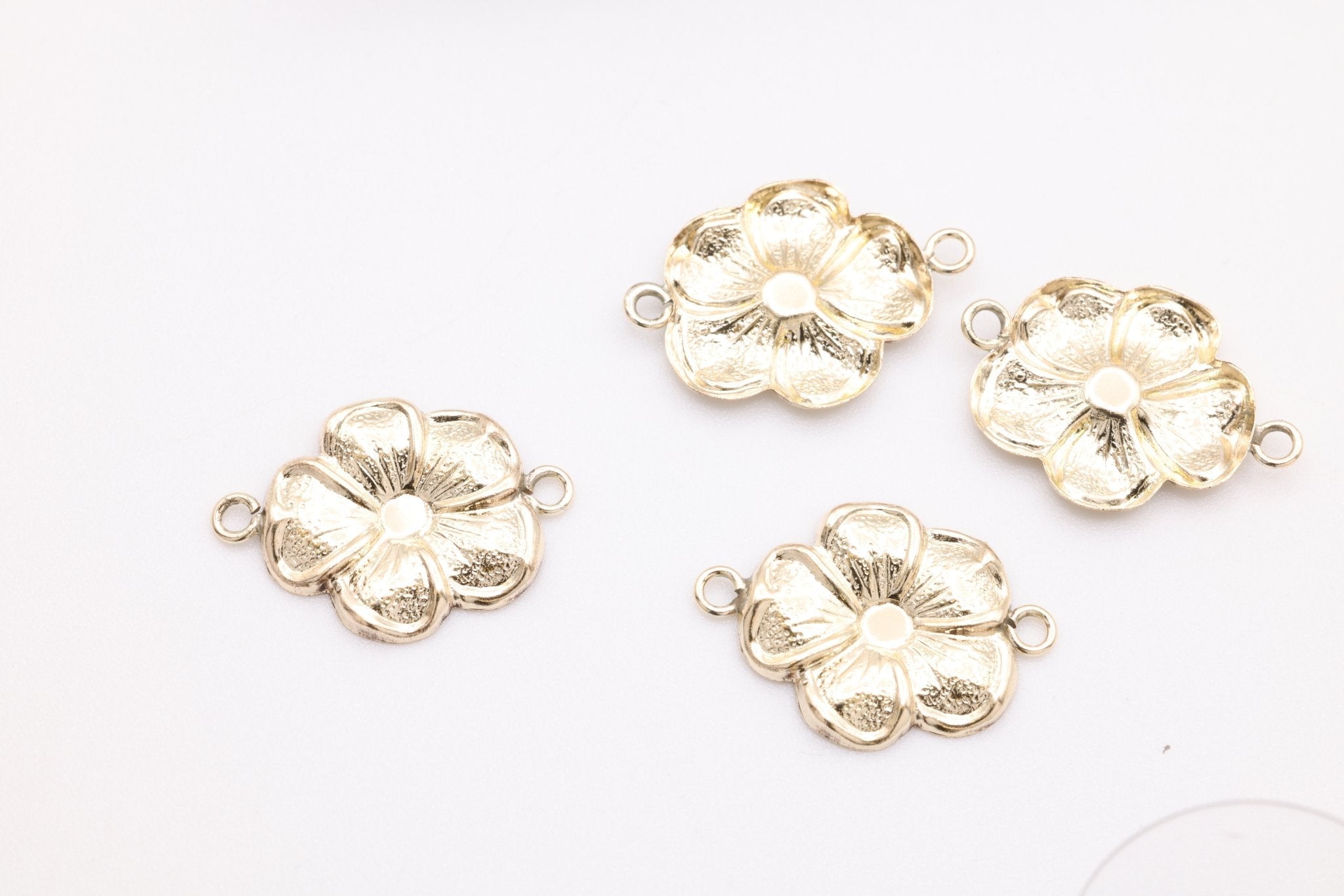 Flower Connector Charm, Gold - Filled, 15mm x 10mm, Small Hawaiian Plumeria Flower Charm, Bulk DIY Wholesale Jewelry Making Charm - HarperCrown