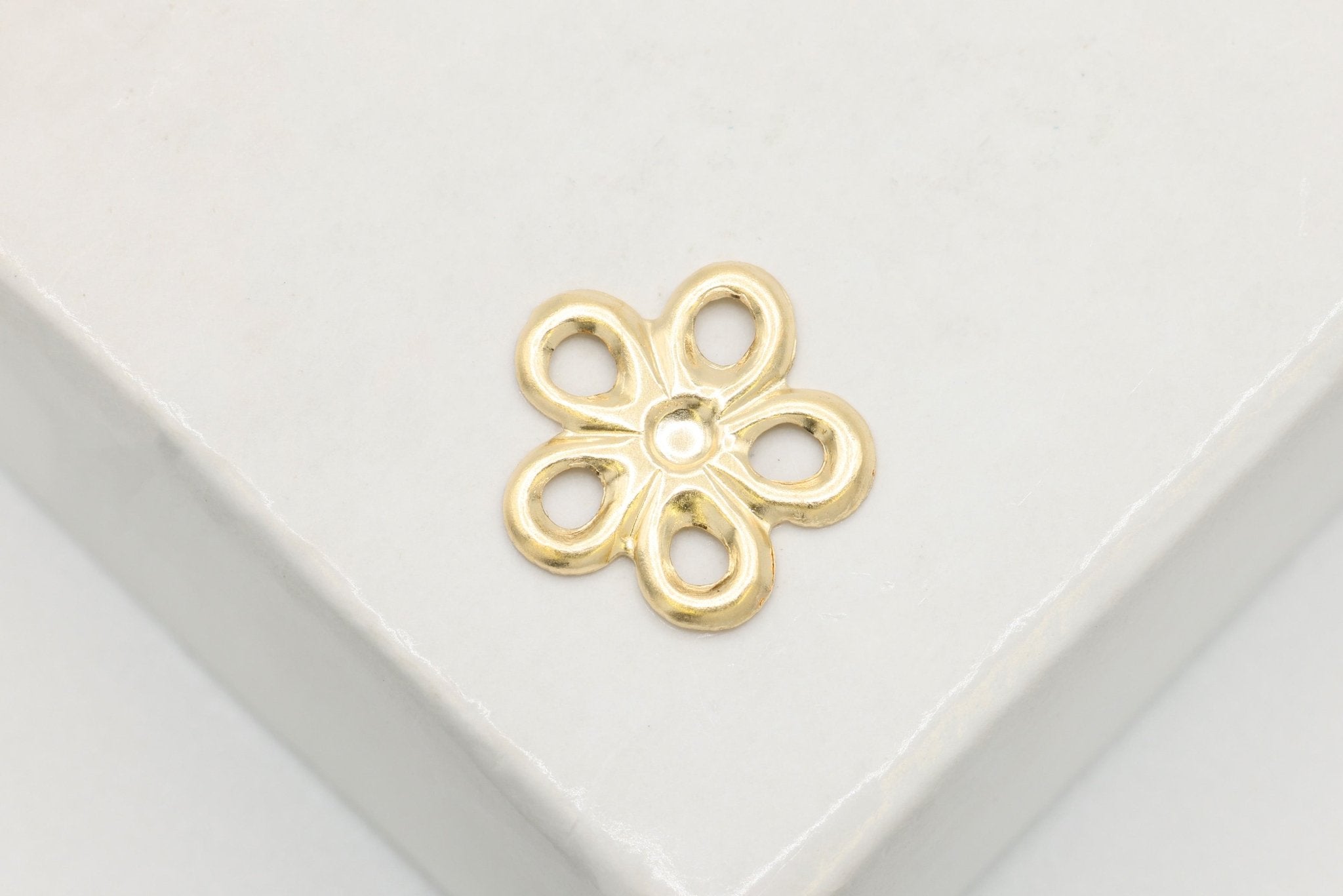 Flower Connector Charm, Wholesale, 14/20 Gold - Filled, 10mm x 10mm, Hawaiian Plumeria Daisy Flower Charm, Bulk DIY Wholesale Jewelry Making Charm - HarperCrown