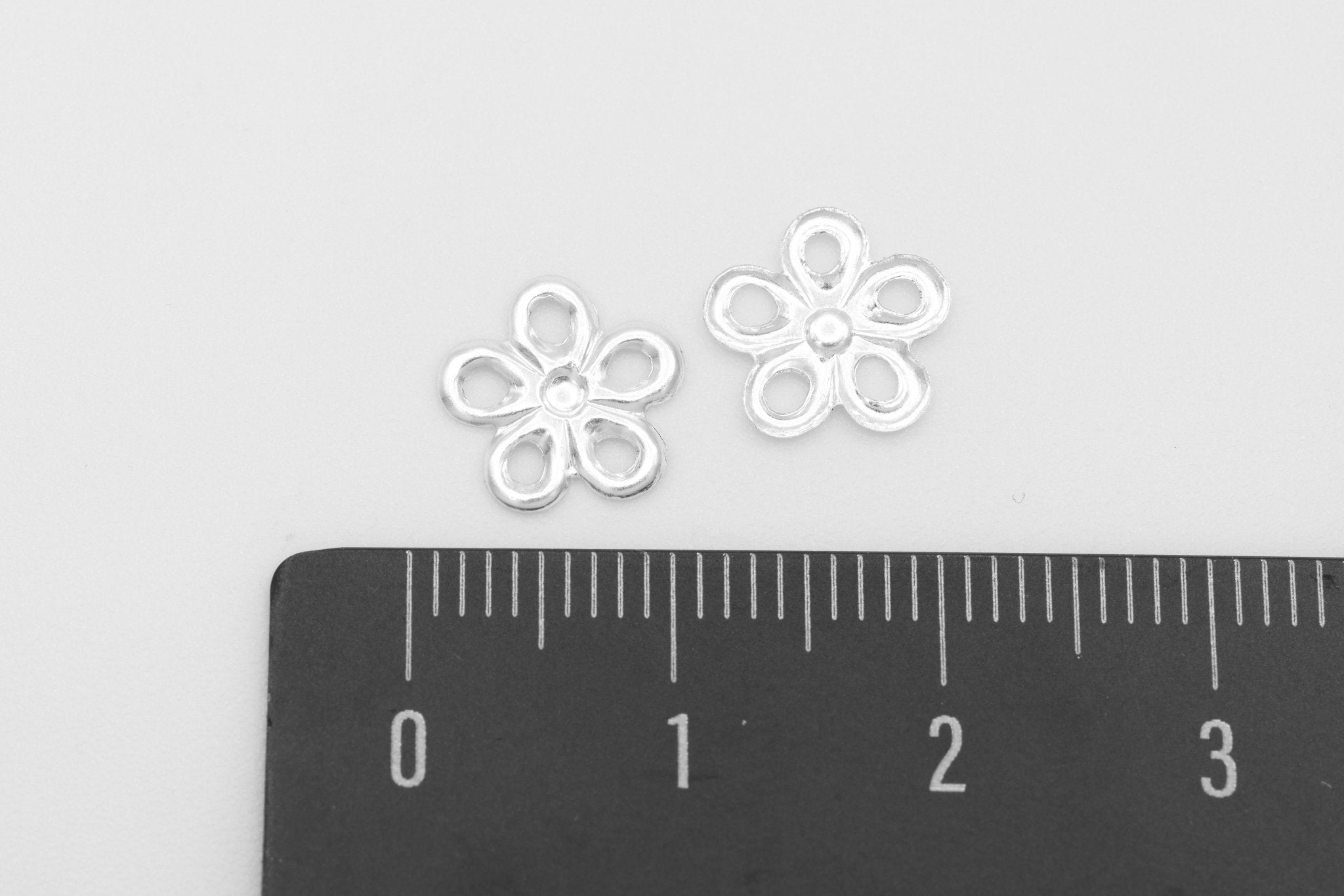 Flower Connector Charm, Wholesale, 925 Sterling Silver, 10mm x 10mm, Hawaiian Plumeria Daisy Flower Charm, Bulk DIY Wholesale Jewelry Making Charm - HarperCrown