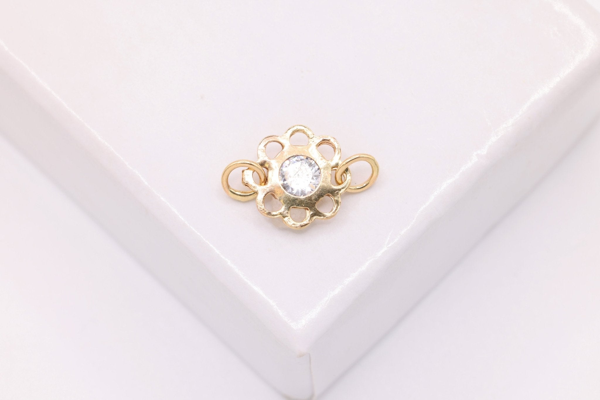 Flower CZ Connector Charm, 14/20 Gold - Filled or 925 Sterling Silver, 7mm - HarperCrown
