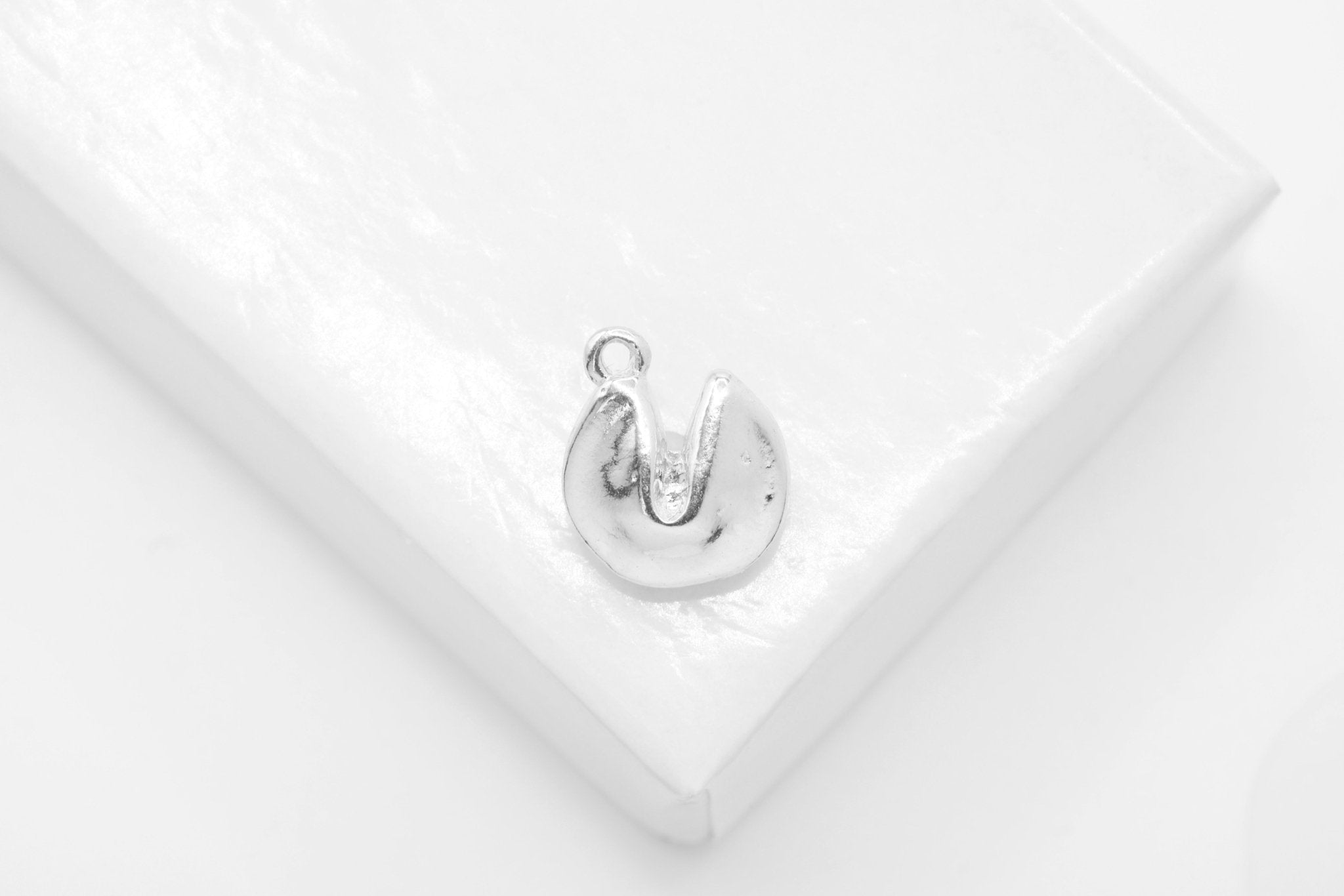 Fortune Cookie 3D Charm, Wholesale, 925 Sterling Silver, 10mm x 9mm, Chinese Cookie - HarperCrown