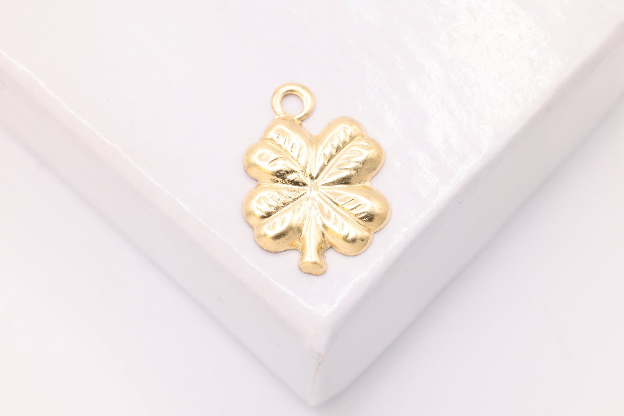 Four Leaf Clover Charm, Wholesale, 14/20 Gold - Filled, 13mm x 10mm, Lucky Irish Shamrock Clover Flower - HarperCrown