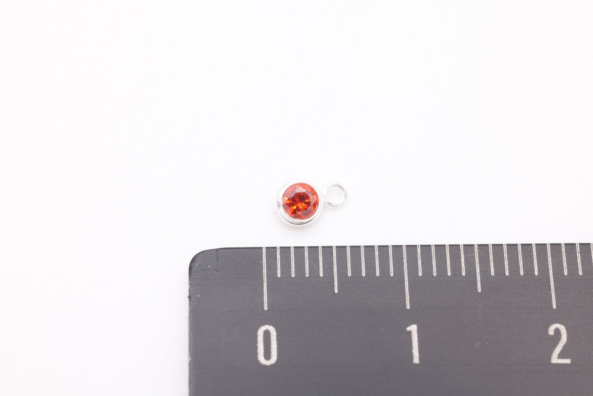 Garnet CZ Drop Charm, January Birthstone, Sterling Silver, 5mm x 3mm, Wholesale Bulk DIY Wholesale Jewelry Making Charm - HarperCrown