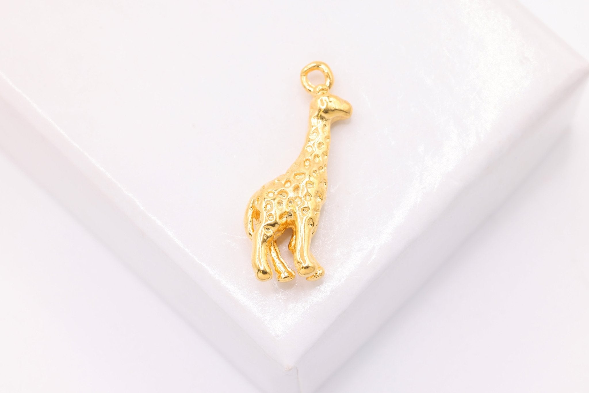 Giraffe Charm, Wholesale, 14K Solid Gold, 17mm x 7mm, Africa Safari Animal - HarperCrown