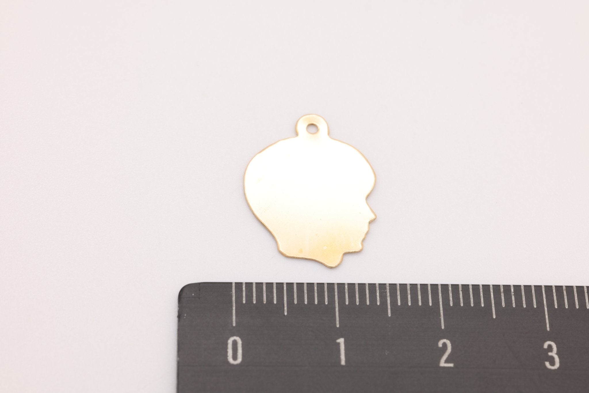 Gold Boy's Head Blank Charm, Gold - Filled, 18mm x 13mm, Stamping and Engravable, Bulk DIY Wholesale Jewelry Making Charm - HarperCrown