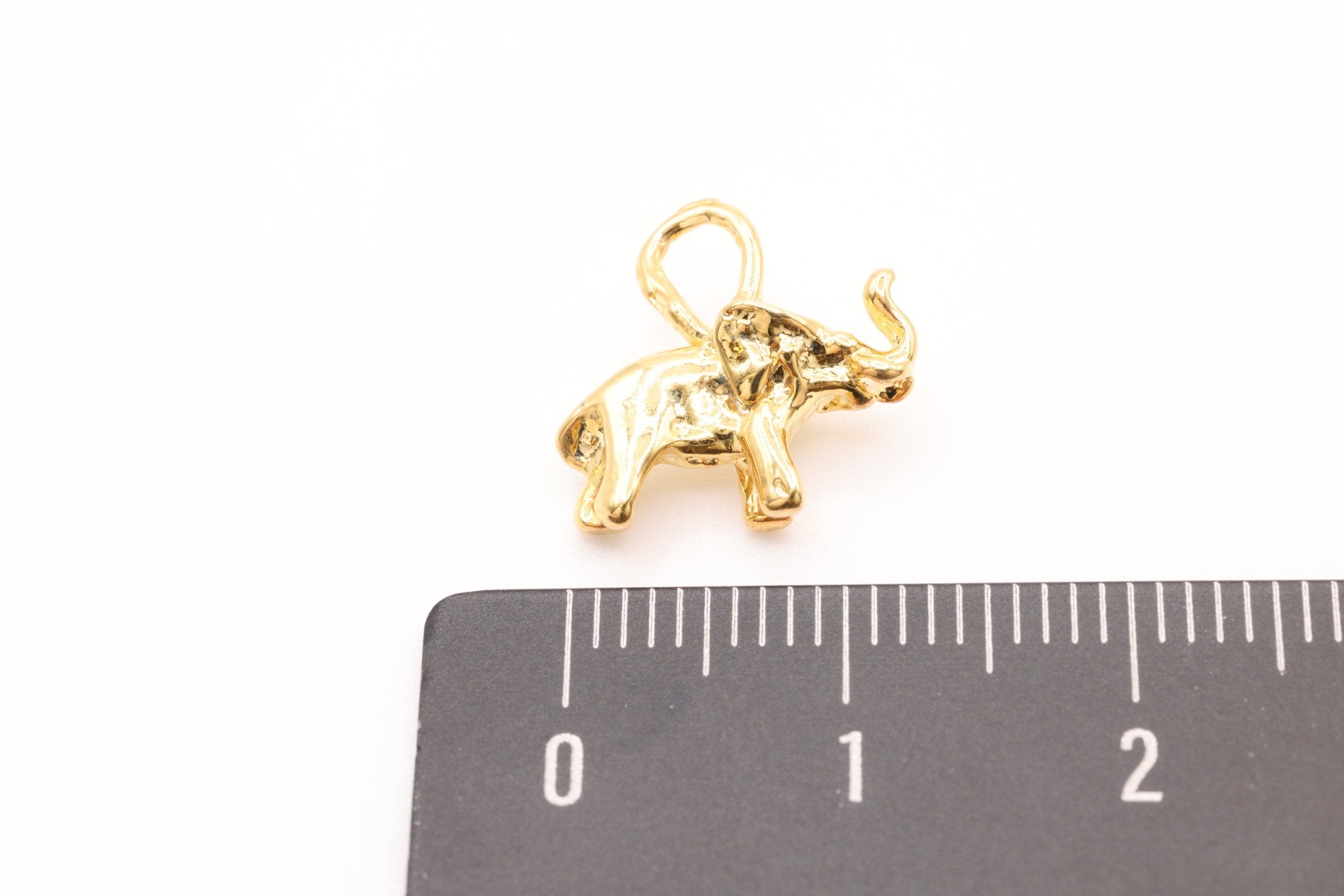 Gold Elephant Charm, 14K Solid Gold, Double Sided, Jewelry Making Charm - HarperCrown