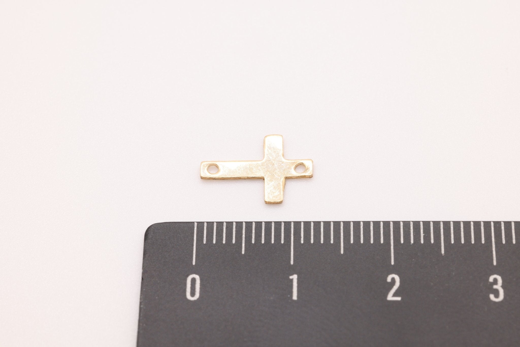 Gold-Filled Cross Connector Charm, 12mm x 8mm, Spacer Link Charm, Sideways Horizontal Cross - HarperCrown