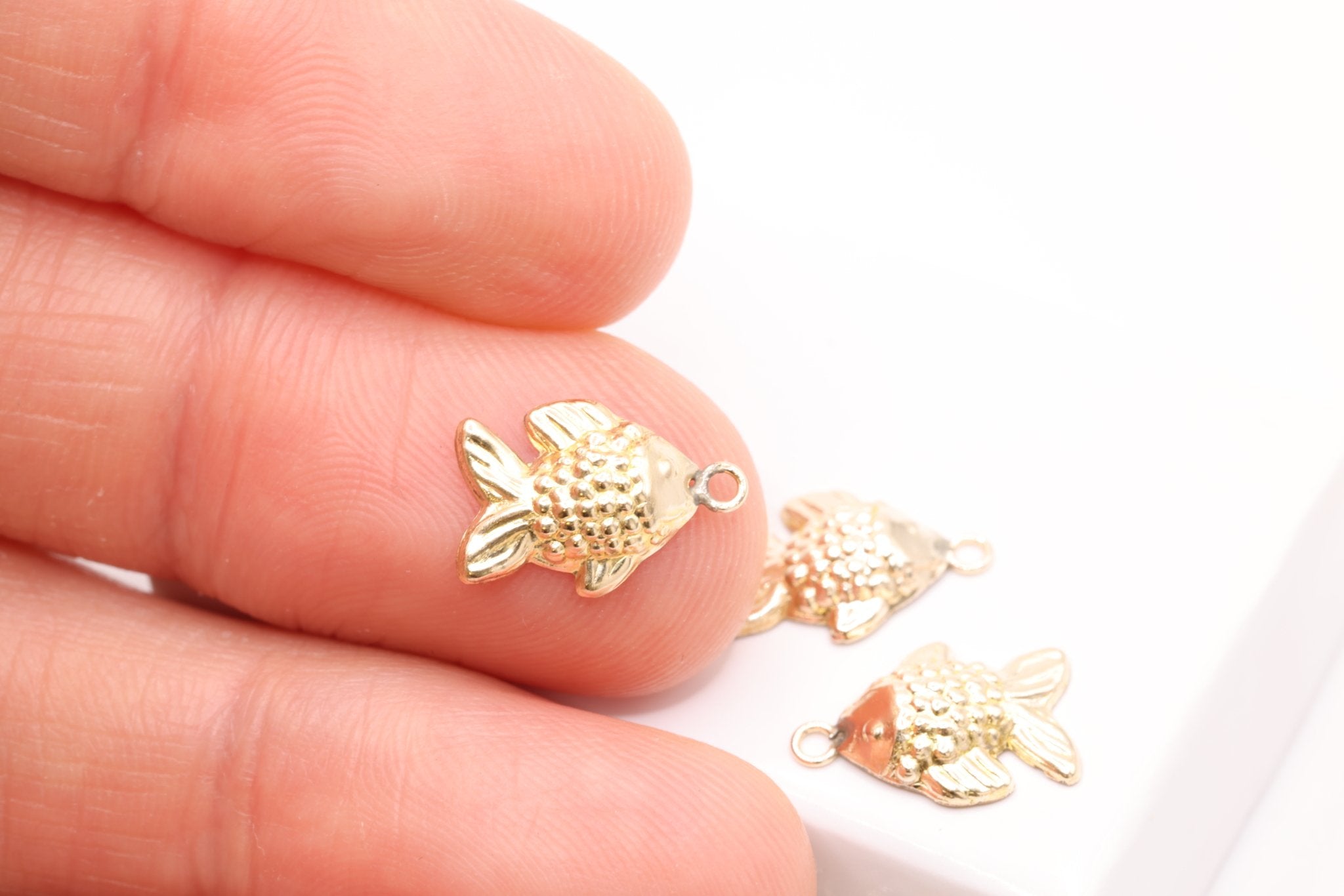 Gold Fish Charm, 14K Gold-Filled, Gold Koi Fish, Jewelry Making Charm - HarperCrown