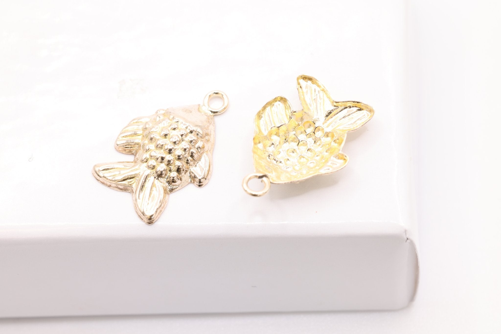 Gold Fish Charm, 14K Gold-Filled, Gold Koi Fish, Jewelry Making Charm - HarperCrown