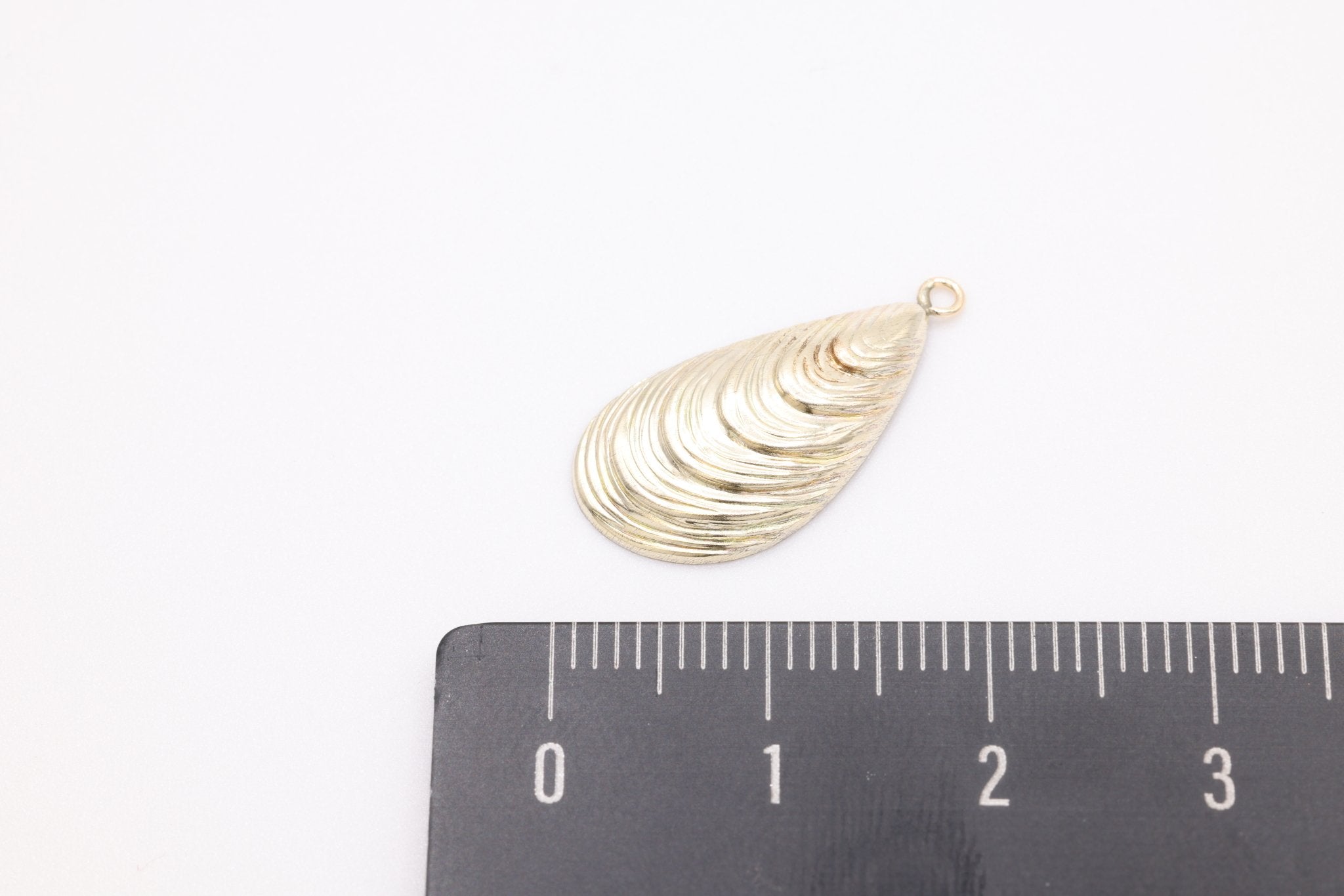 Gold Oyster Shell Wholesale Charm, Gold - Filled, 20mm x 10mm, Permanent Bulk Jewelry Making Charms - HarperCrown
