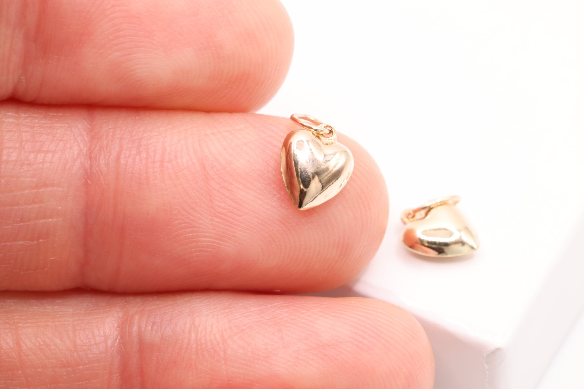 Gold Puffy Heart Charm, 14K Gold-Filled, Small 3D Heart Charm, Jewelry Making Charm - HarperCrown