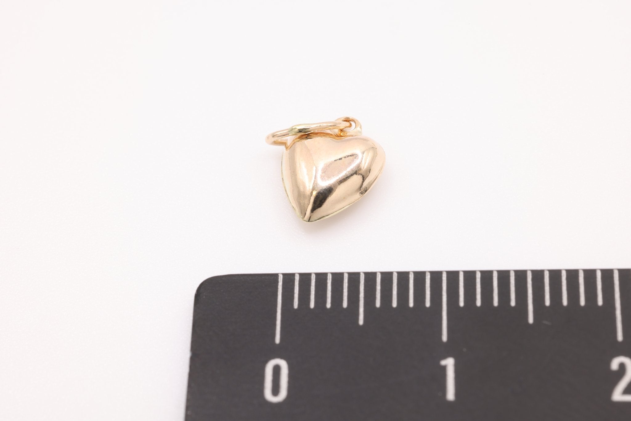 Gold Puffy Heart Charm, 14K Gold-Filled, Small 3D Heart Charm, Jewelry Making Charm - HarperCrown