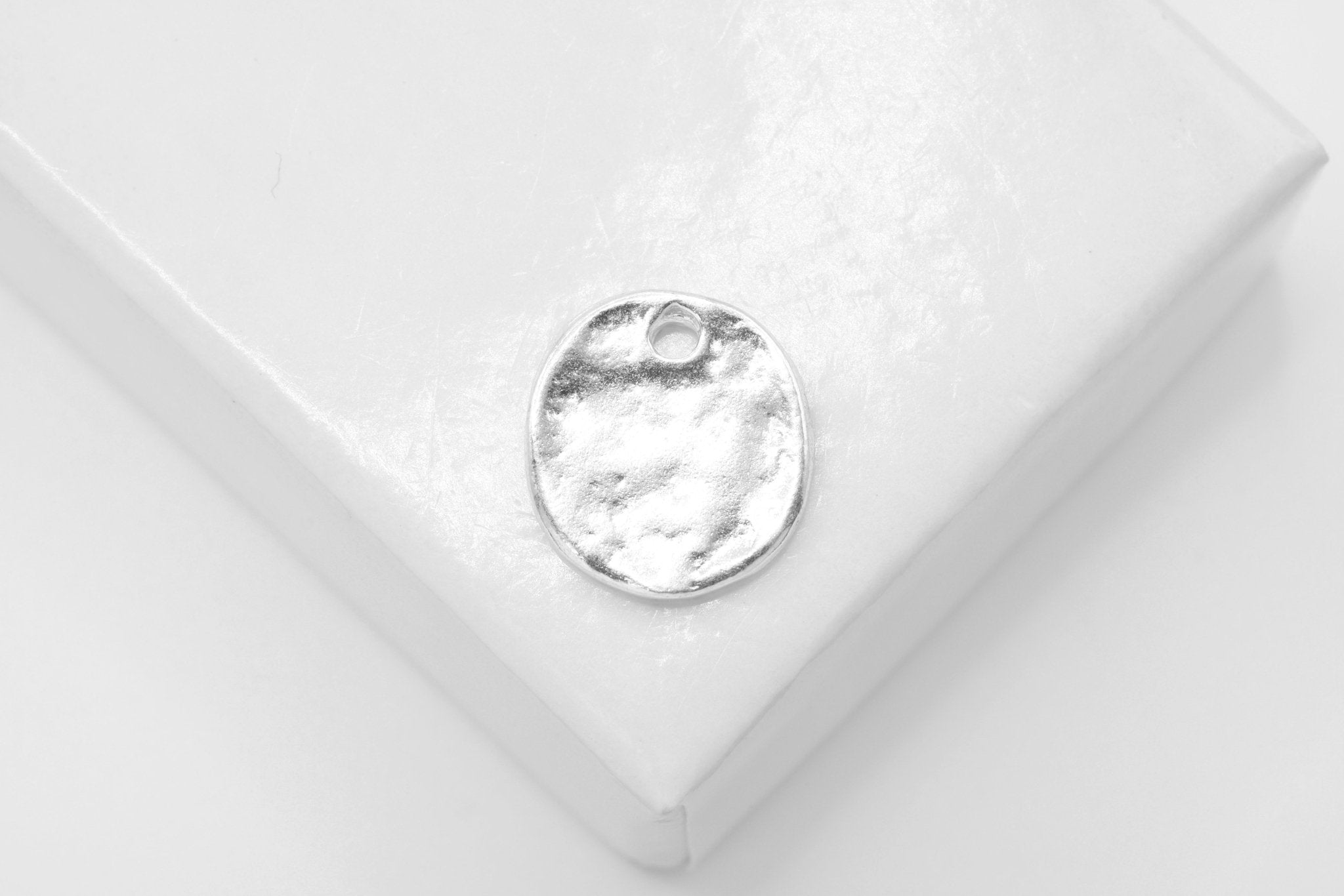 Hammered Round Disc Charm, Wholesale, 925 Sterling Silver, 11mm x 10mm, Round Stamping Disc Blank - HarperCrown