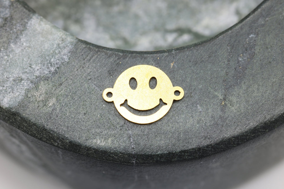 Happy Smiley Face Connector Charm, 14/20 Gold-Filled, 10mm x 7mm, Wholesale, Jewelry Making Charm - HarperCrown