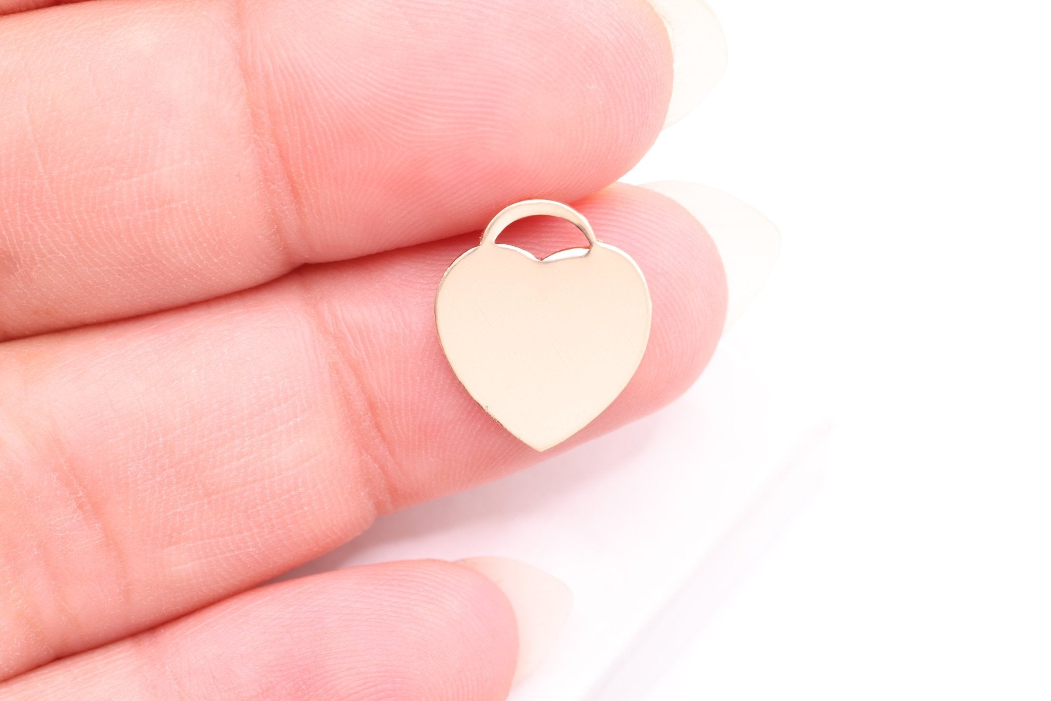 Heart Blank Charm, Wholesale, 14/20 Gold - Filled, 15mm x 12mm, Stamping Engraving Love Purse - HarperCrown
