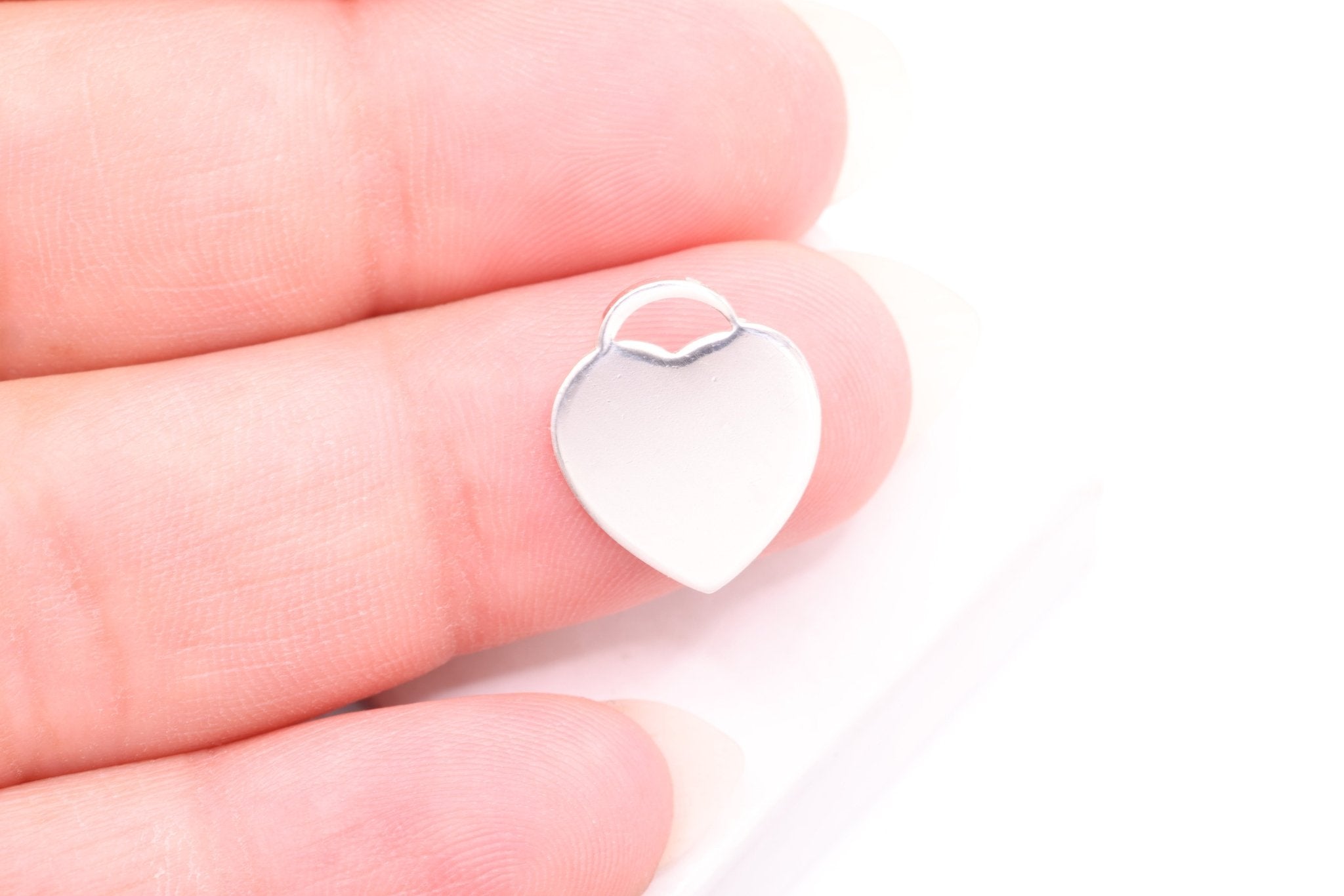 Heart Blank Charm, Wholesale, 925 Sterling Silver, 15mm x 12mm, Stamping Engraving Love Purse - HarperCrown