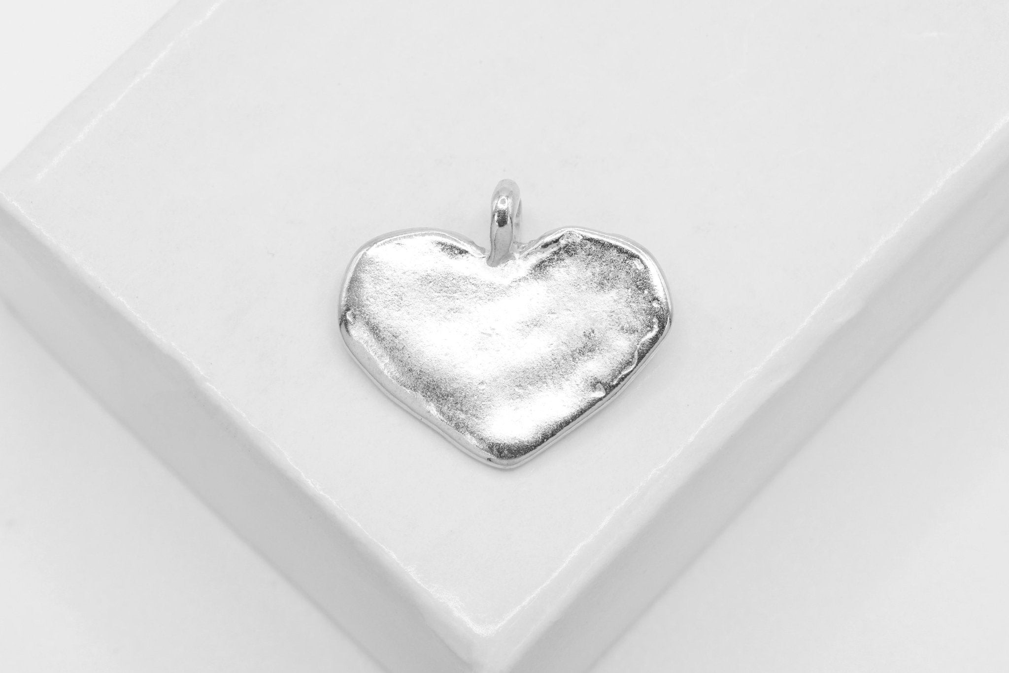 Heart Blank Stamping Charm, 925 Sterling Silver, 15mm x 13mm - HarperCrown