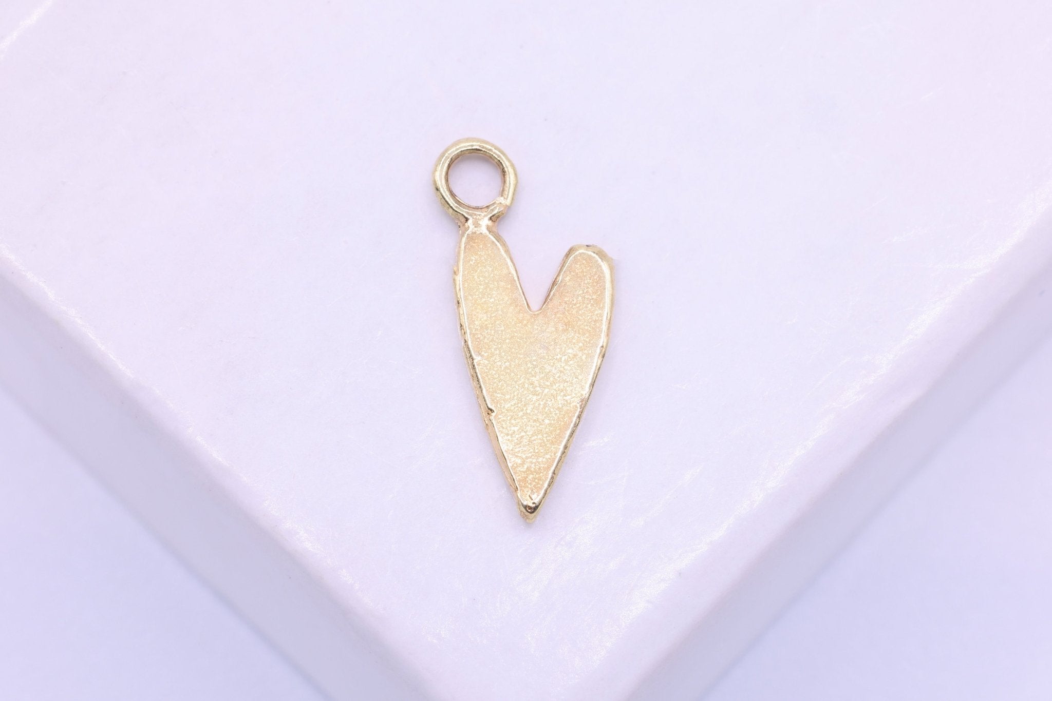 Heart Charm, Vermeil Gold or 925 Sterling Silver, 14mm x 7mm, Wholesale, Flat Heart Pedant Love Friendship - HarperCrown