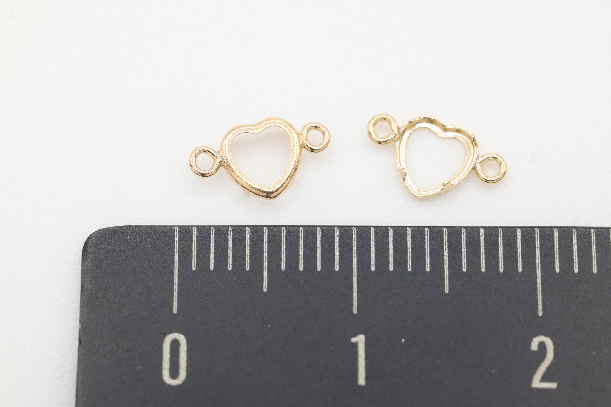 Heart Connector Bezel Self Set Bracket Charm, 14/20 Gold-Filled, 4mm x 4mm, Wholesale, Jewelry Making Charm - HarperCrown