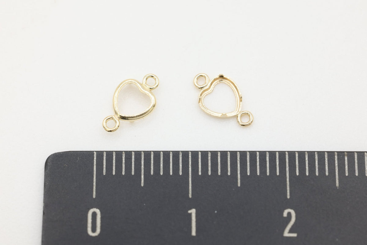 Heart Connector Bezel Self Set Bracket Charm, 14/20 Gold-Filled, 4mm x 4mm, Wholesale, Jewelry Making Charm - HarperCrown