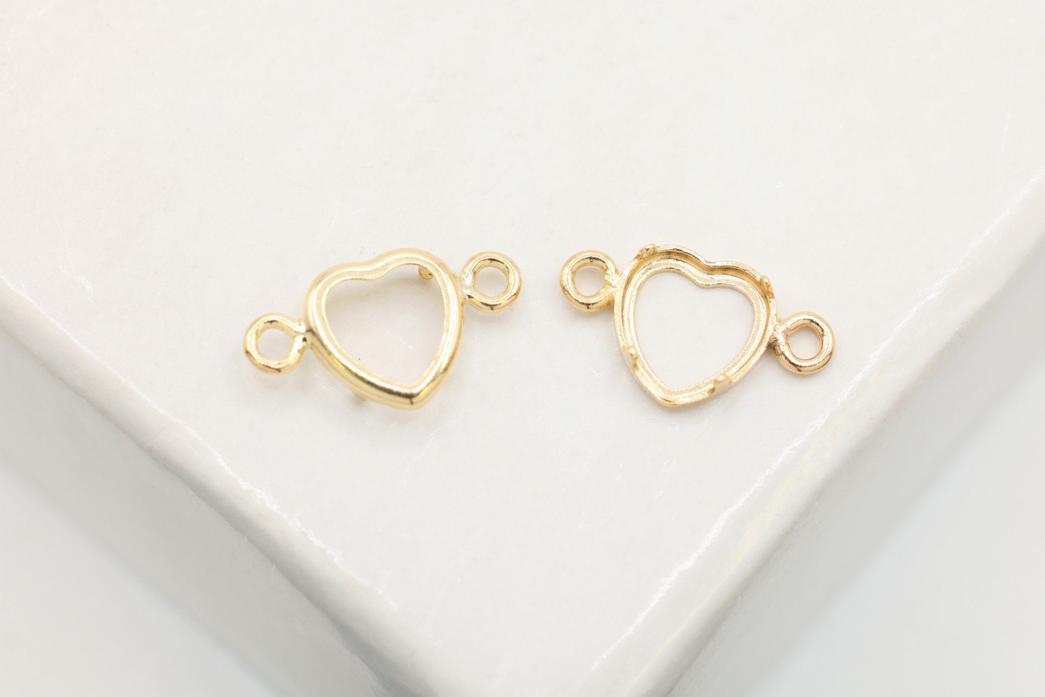 Heart Connector Bezel Self Set Bracket Charm, 14/20 Gold-Filled, 4mm x 4mm, Wholesale, Jewelry Making Charm - HarperCrown