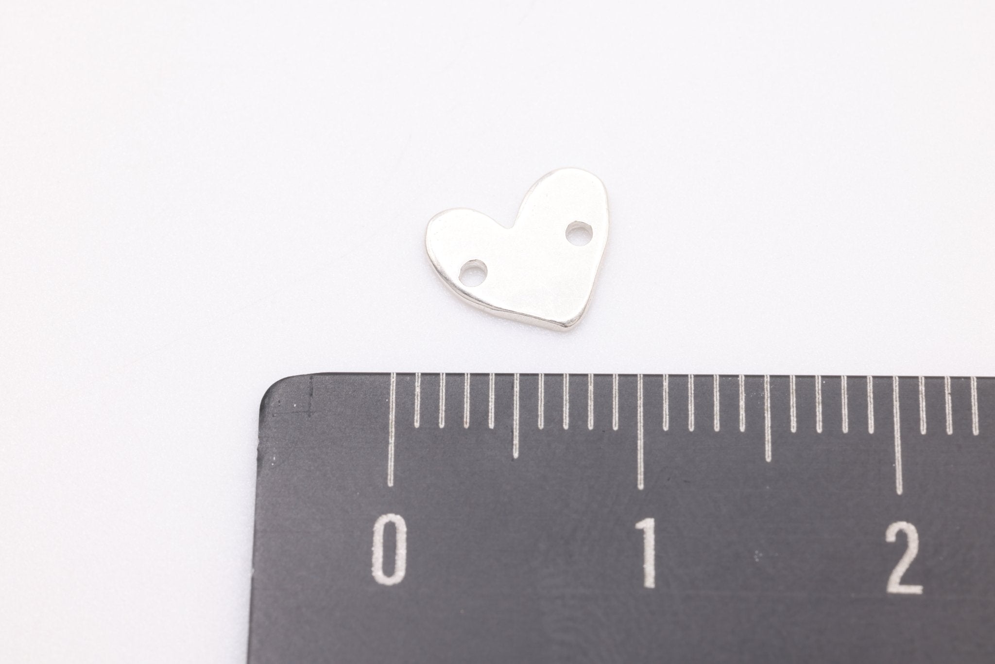 Heart Connector Charm, 925 Sterling Silver, 8mm x 7mm, Bulk DIY Wholesale Jewelry Making Charm - HarperCrown