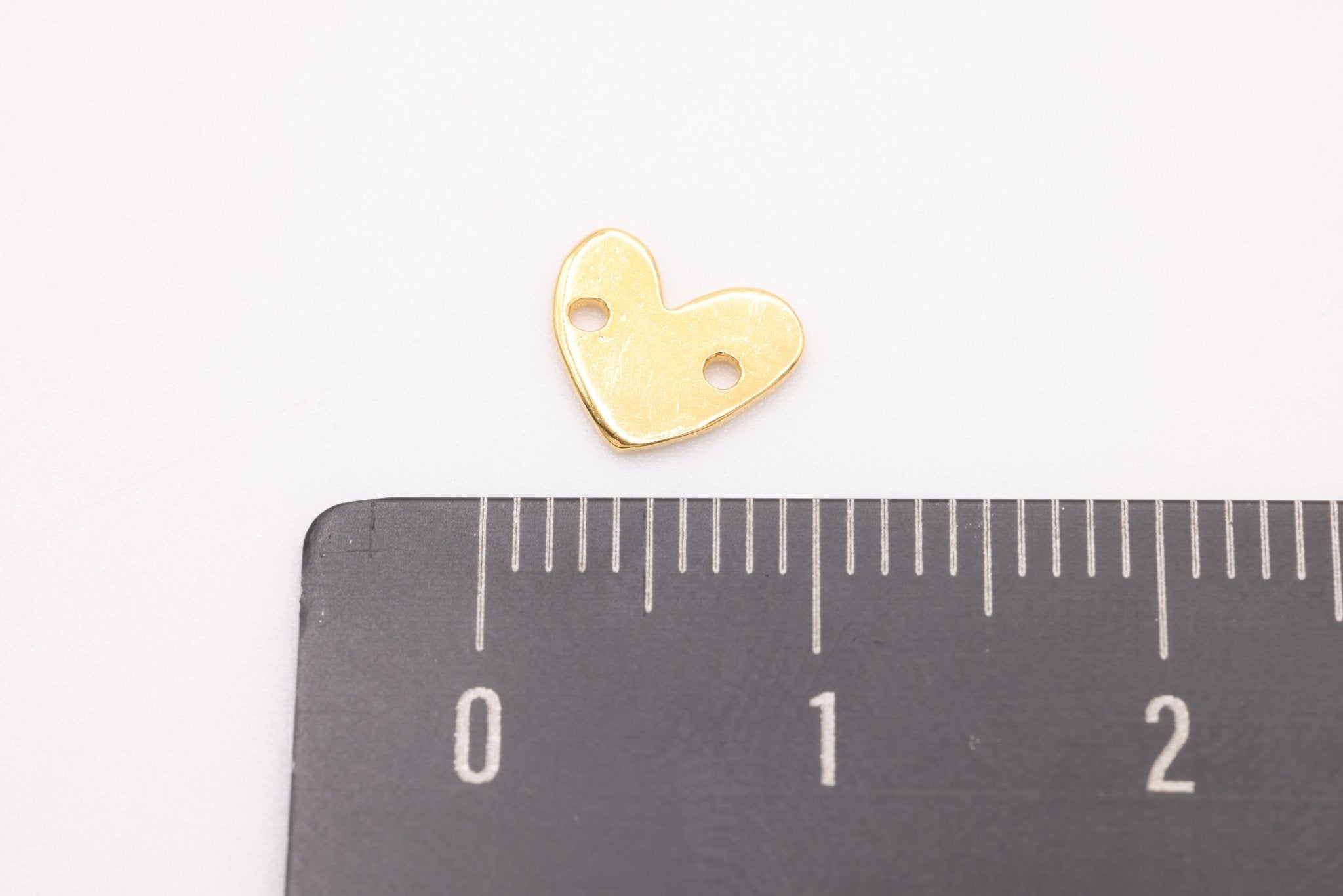 Heart Connector Charm, Gold - Plated Sterling Silver, 8mm x 7mm, Bulk DIY Wholesale Jewelry Making Charm - HarperCrown