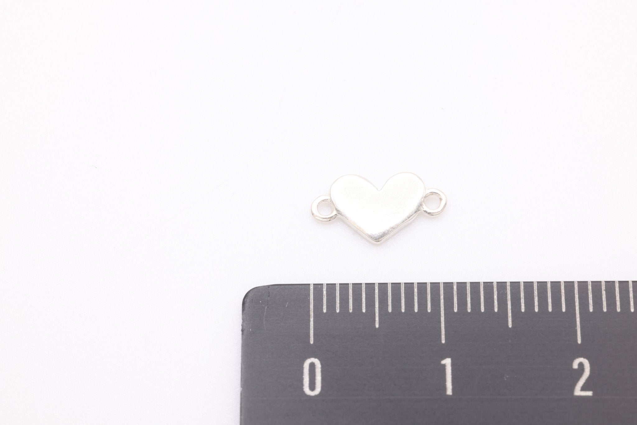 Heart Connector Charm, Sterling Silver, 10mm x 5mm, Bulk DIY Wholesale Jewelry Making Charm - HarperCrown
