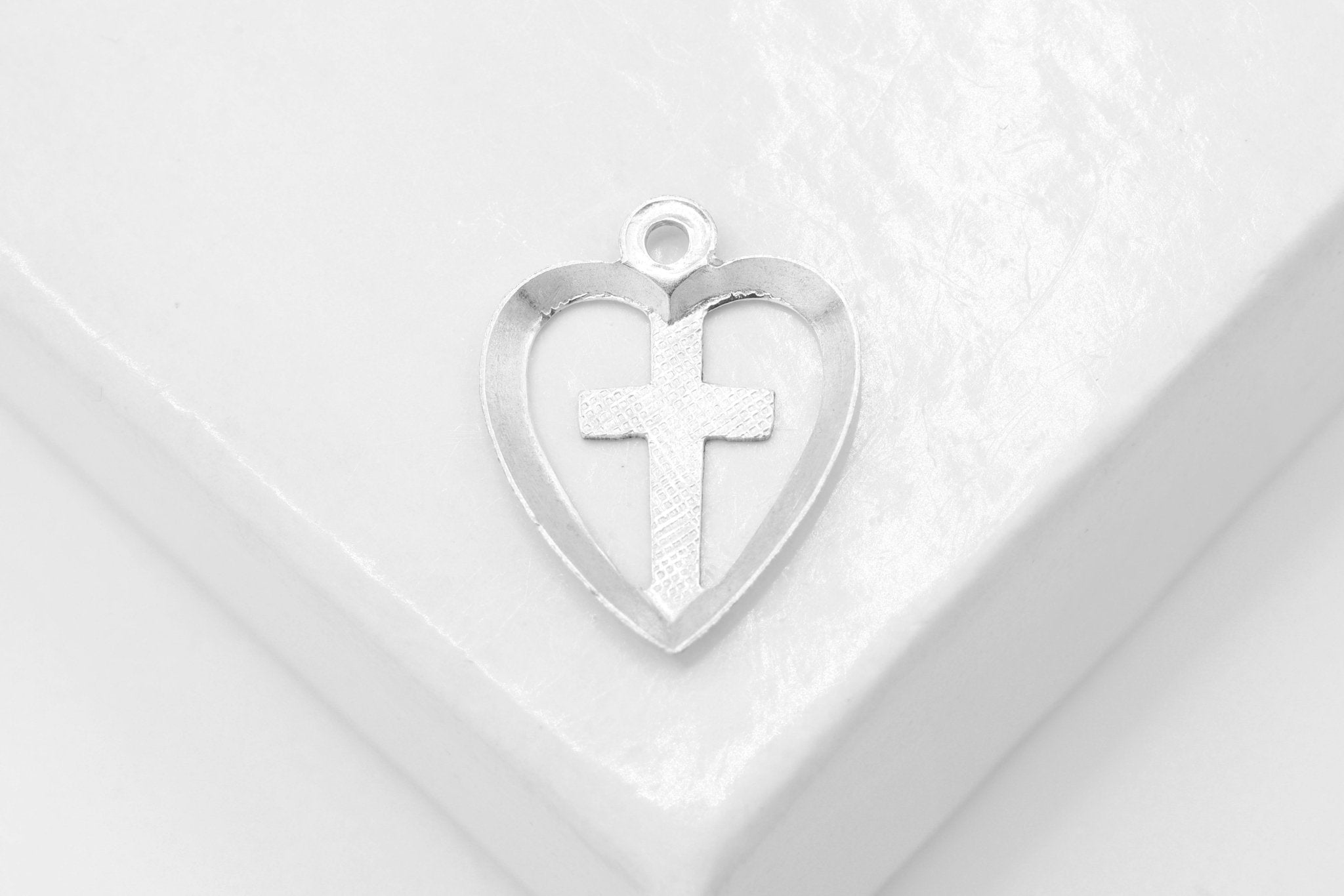 Heart Cross Charm, Wholesale, 925 Sterling Silver, 12mm x 10mm, Love of God Joy Exuberance Gratitude - HarperCrown