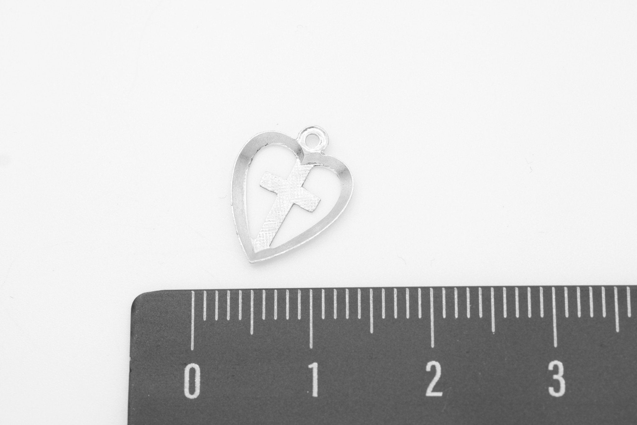 Heart Cross Charm, Wholesale, 925 Sterling Silver, 12mm x 10mm, Love of God Joy Exuberance Gratitude - HarperCrown