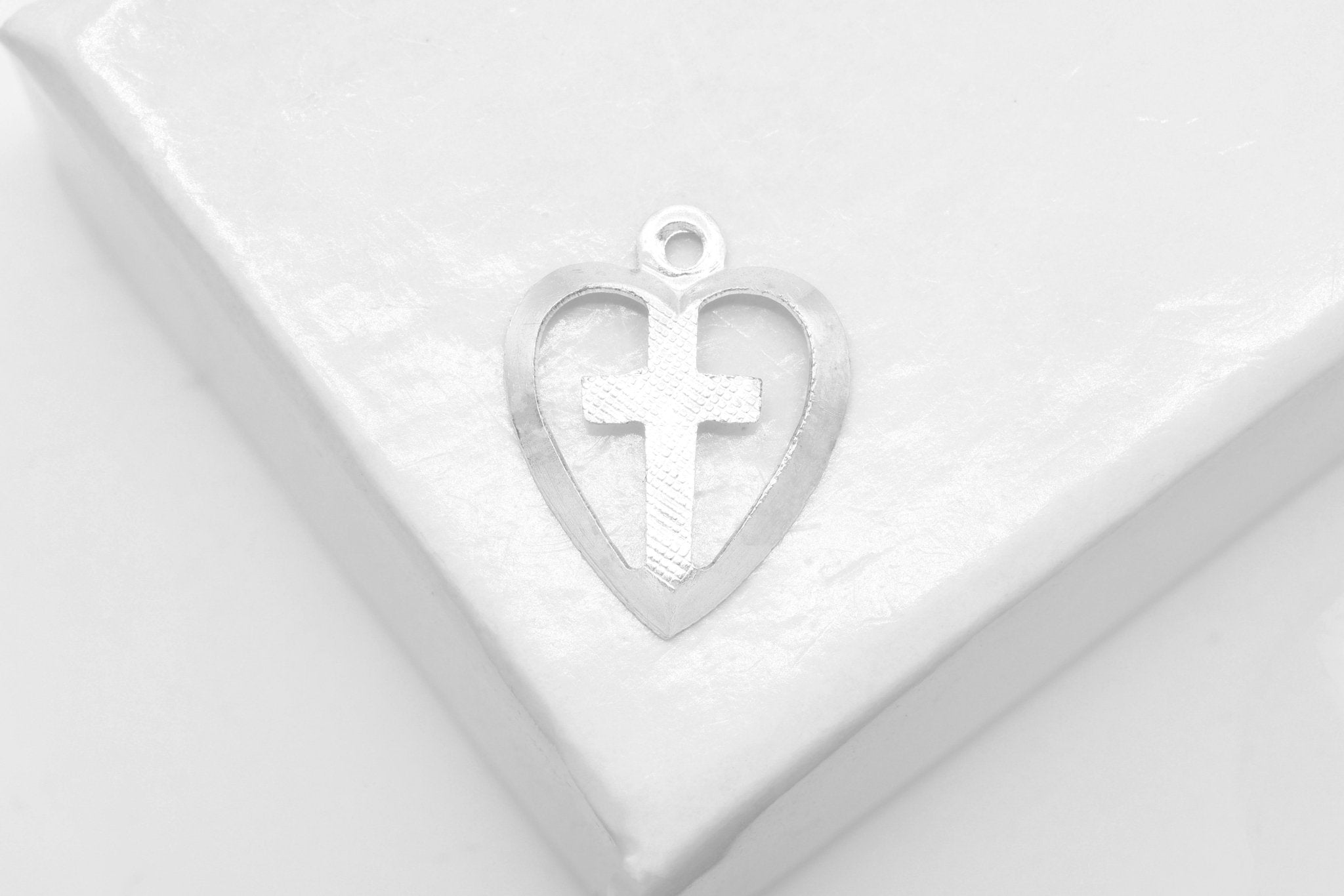 Heart Cross Charm, Wholesale, 925 Sterling Silver, 12mm x 10mm, Love of God Joy Exuberance Gratitude - HarperCrown