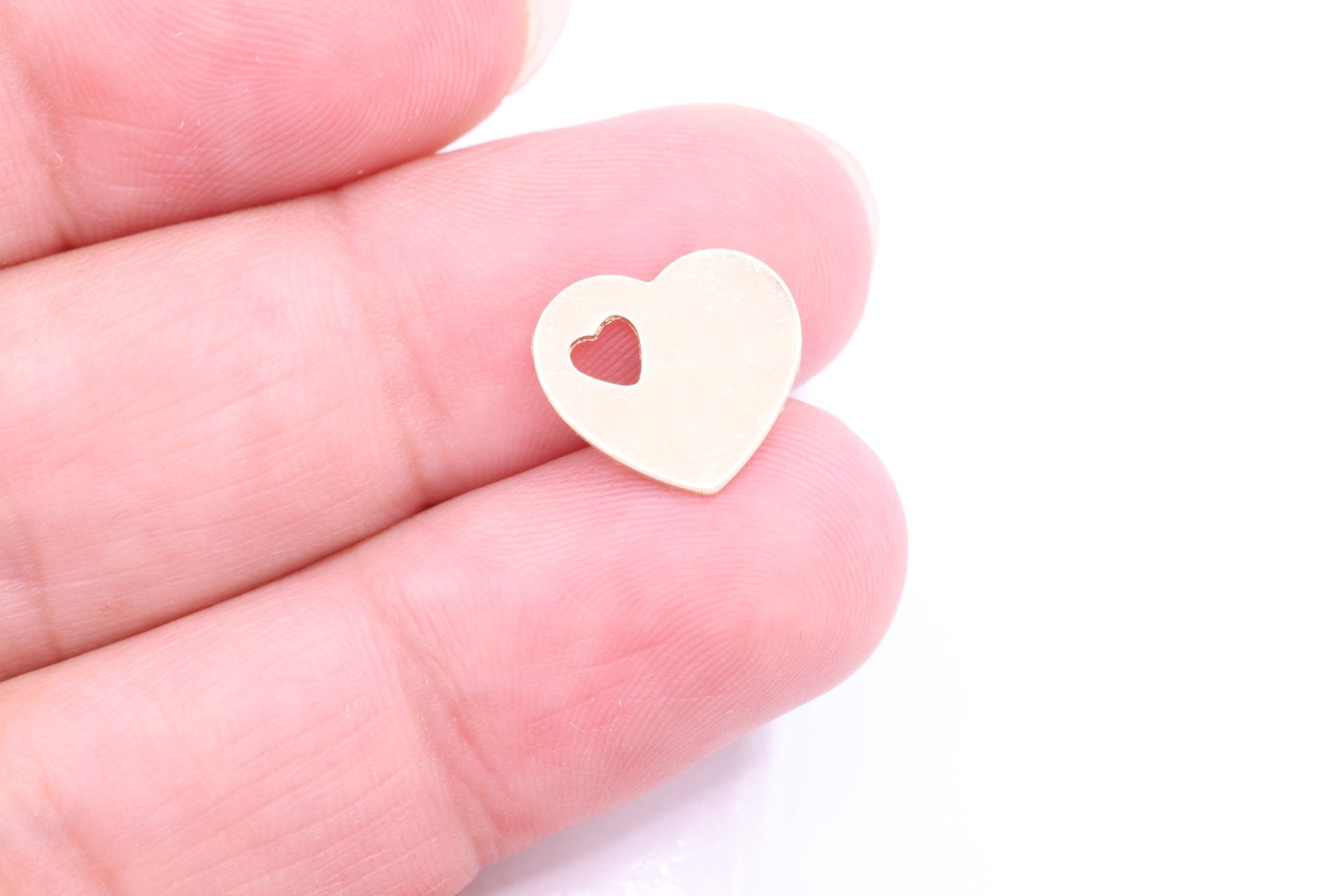 Heart Cutout Charm, 14/20 Gold - Filled, Wholesale, 12mm x 12mm, Bulk Jewelry Making Charm - HarperCrown