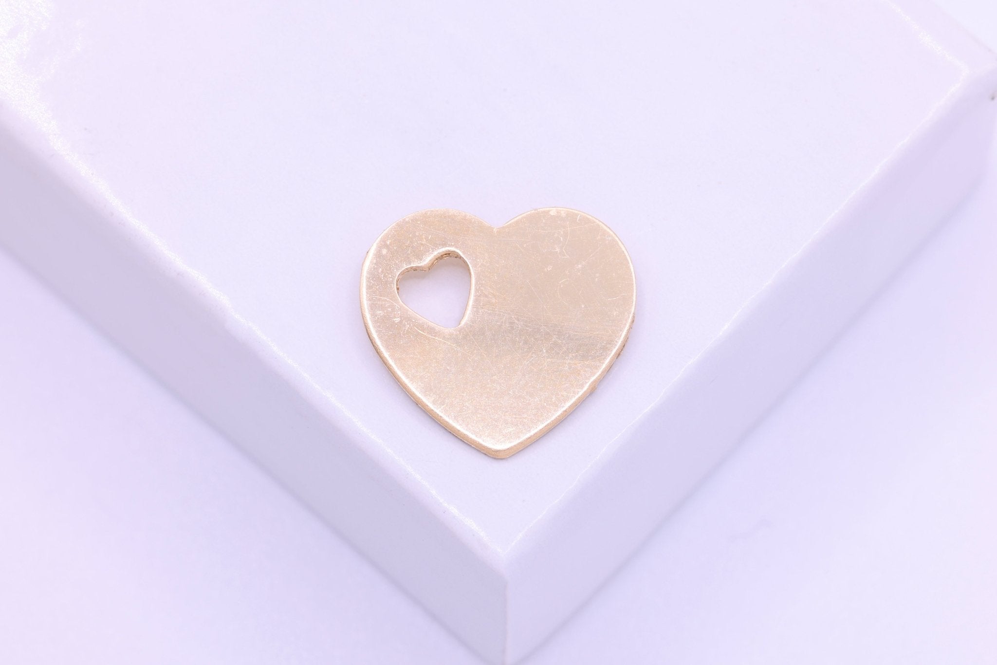 Heart Cutout Charm, 14/20 Gold - Filled, Wholesale, 12mm x 12mm, Bulk Jewelry Making Charm - HarperCrown