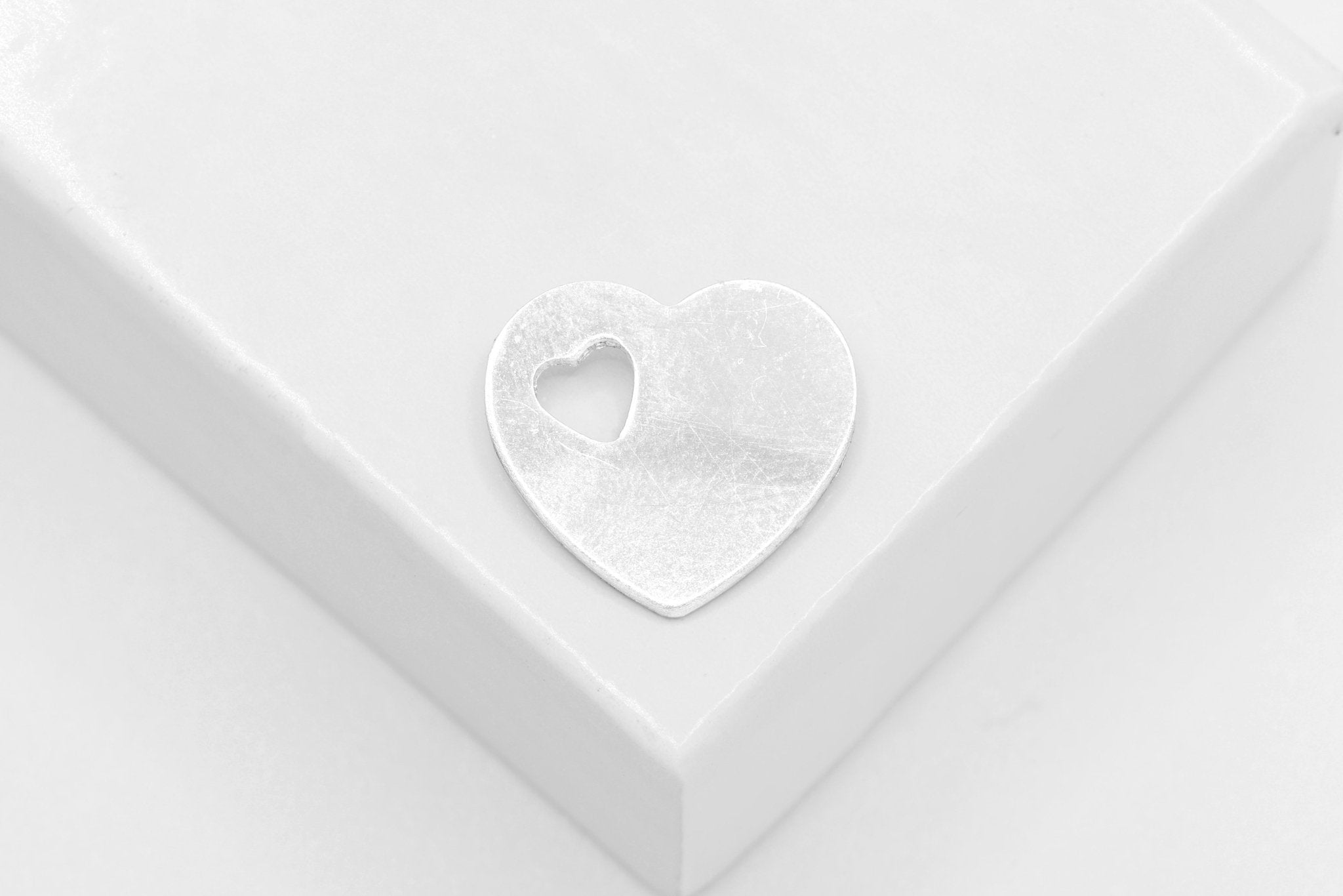 Heart Cutout Charm, 925 Sterling Silver, Wholesale, 12mm x 12mm, Bulk Jewelry Making Charm - HarperCrown