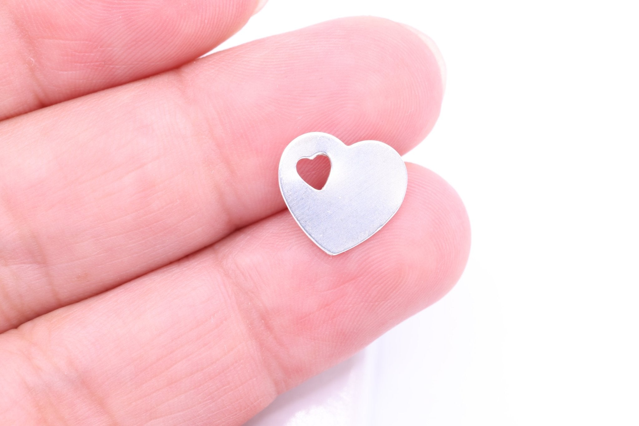 Heart Cutout Charm, 925 Sterling Silver, Wholesale, 12mm x 12mm, Bulk Jewelry Making Charm - HarperCrown